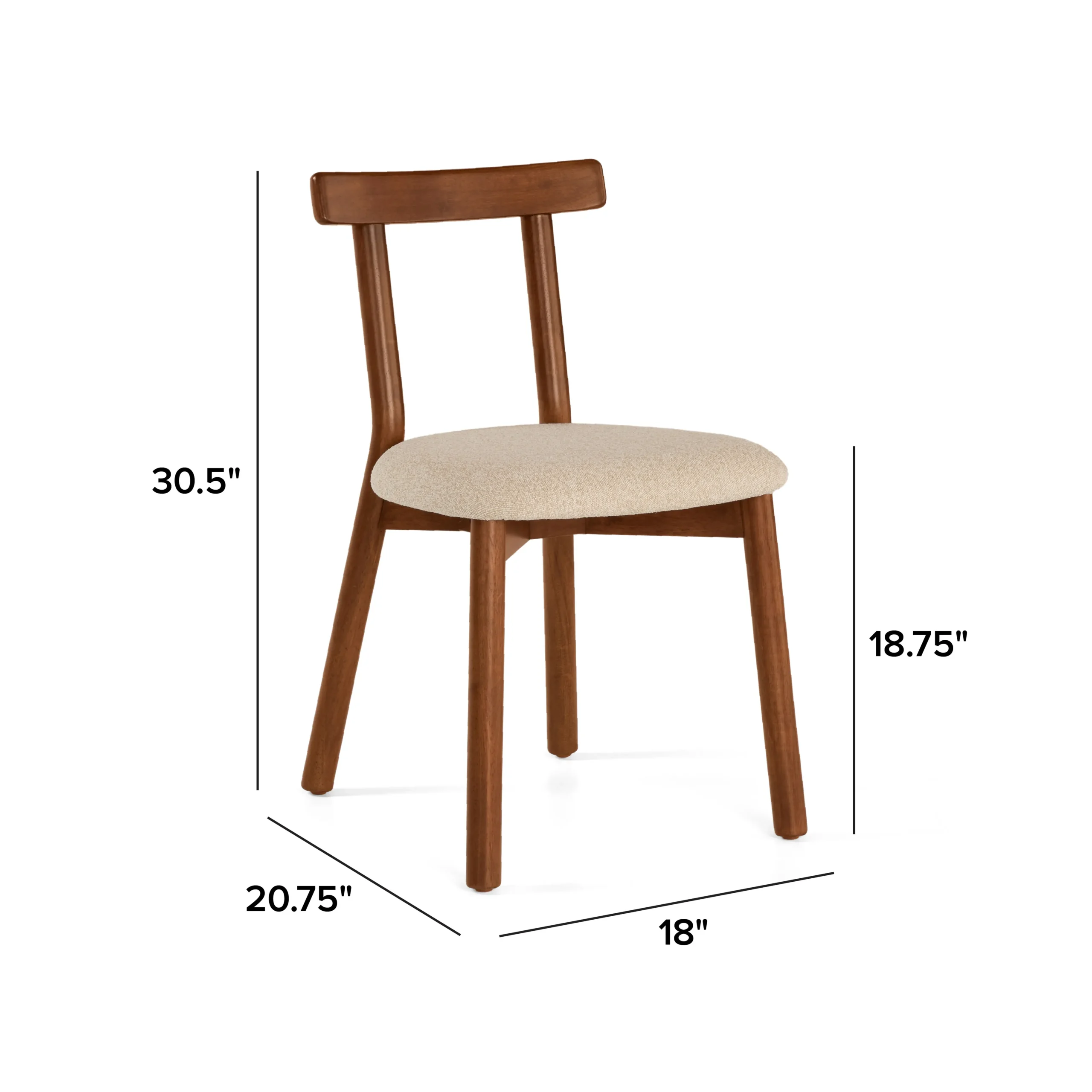 Ulka Dining Chair - Walnut and Ratine Buff - Image 16