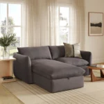 Leigh 86_ Velvet Reversible Storage Sleeper Sectional - Hale Warm Gray
