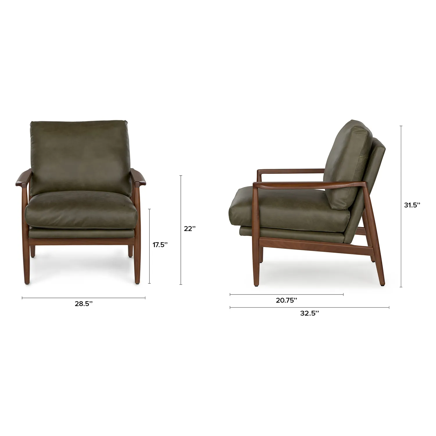 Bavel 28.5_ Leather Lounge Chair - Charme Green - Image 2