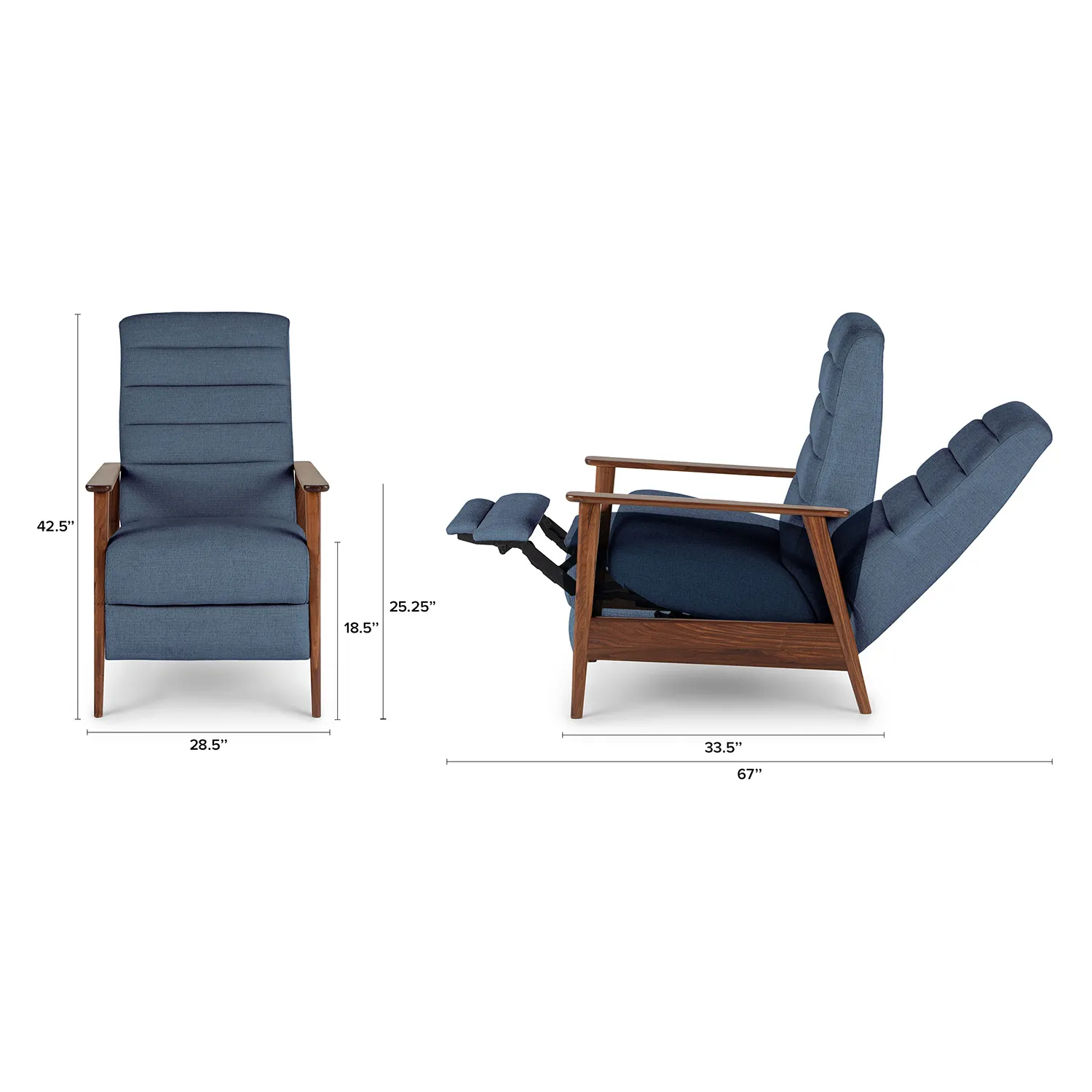 Ellow 28.5_ Reclining Lounge Chair - Lennox Blue - Image 2