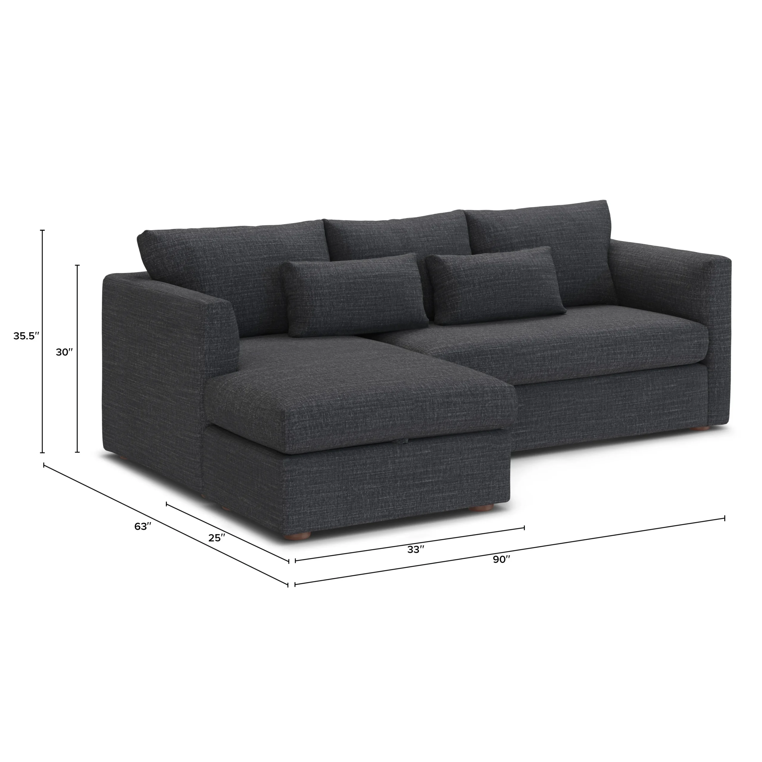 Marina 90_ Reversible Storage Sleeper Sectional - Napa Charcoal - Image 16