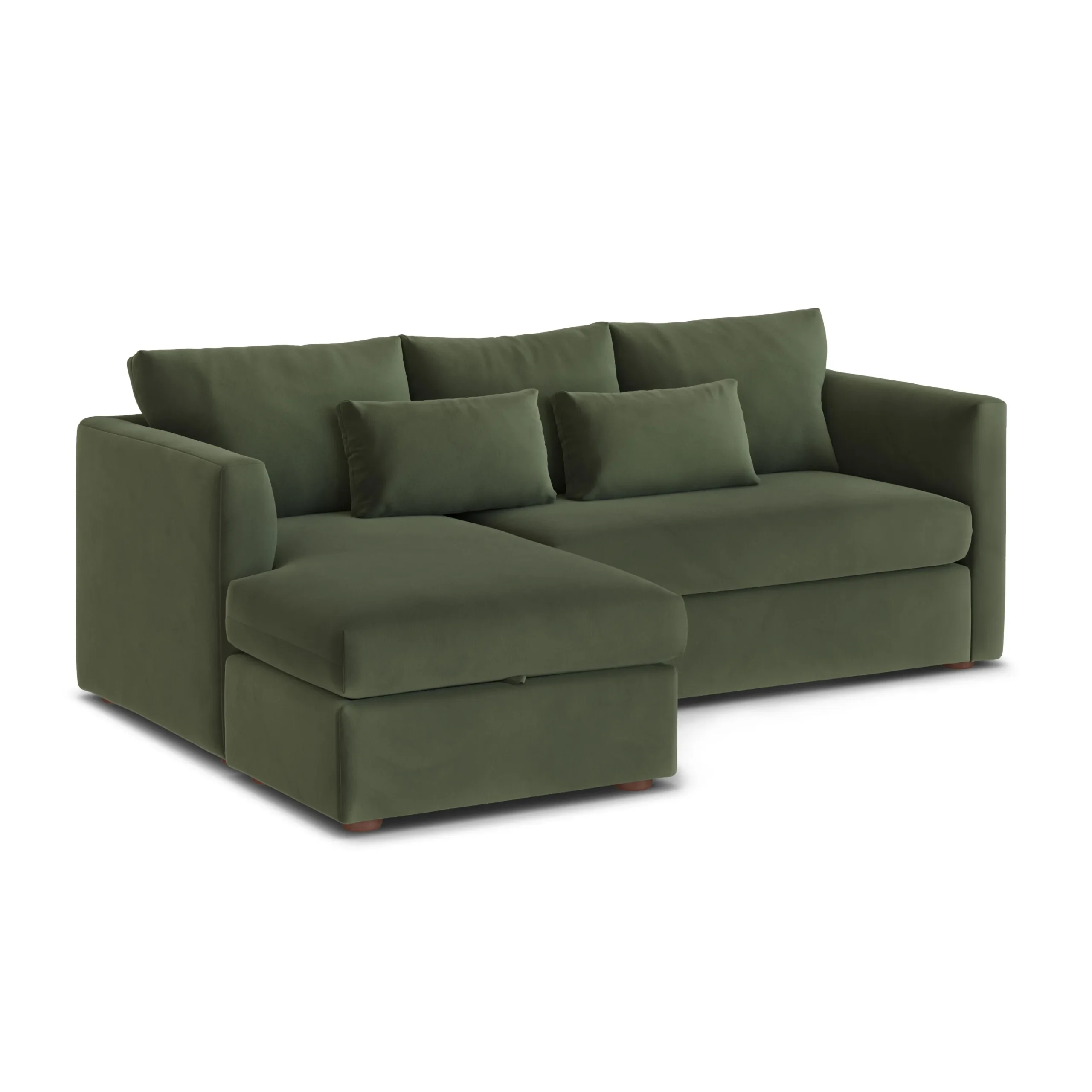 Marina 90_ Velvet Reversible Storage Sleeper Sectional - Hale Fir Green - Image 16