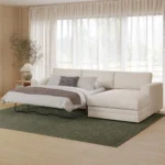 Riley 118_ Right Storage Sleeper Sectional - Napa White