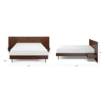 Nera King Low Profile Bed with Nightstands Set - Walnut