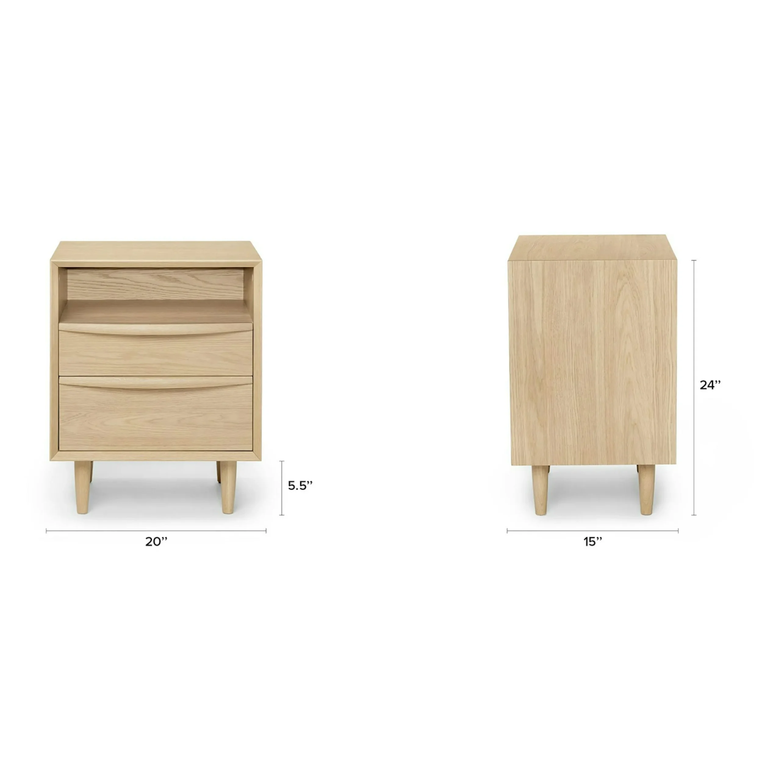 Lenia 2-Drawer Nightstand - White Oak - Image 16