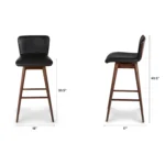 Sede Leather Swivel Bar Stool - Walnut and Black