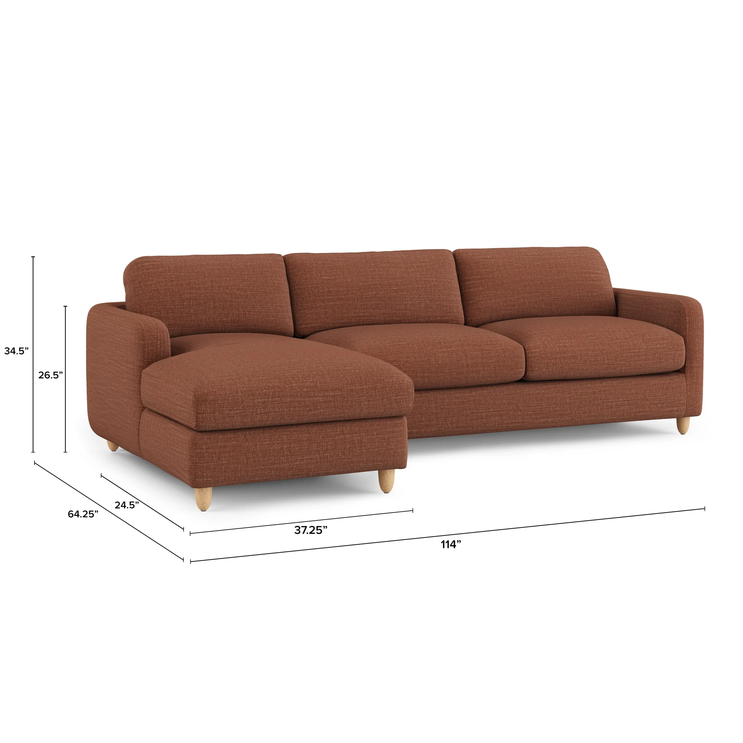 Vati 114_ Left Storage Sleeper Sectional - Natural Oak and Napa Rust - Image 16