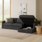 Riley 118_ Right Storage Sleeper Sectional - Napa Charcoal
