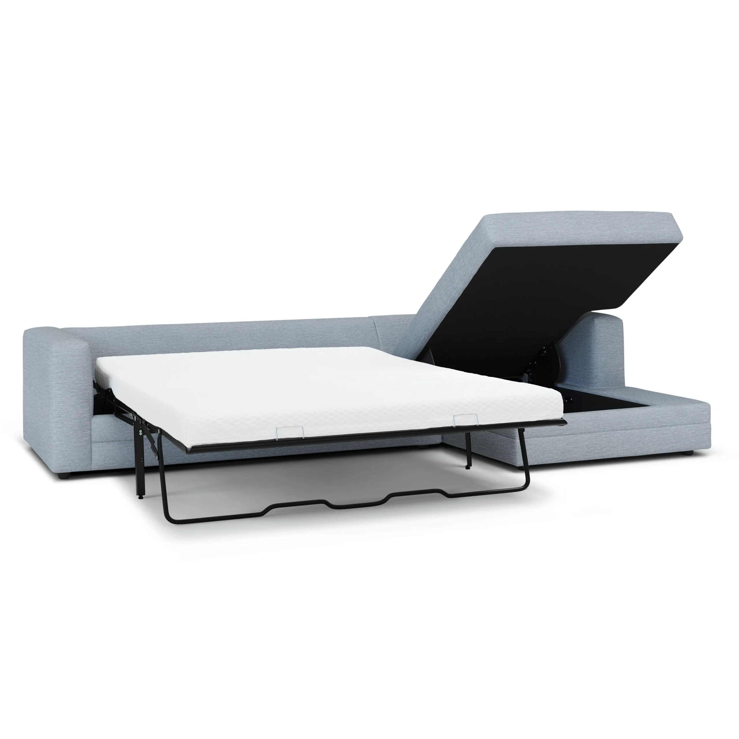 Riley 118_ Right Storage Sleeper Sectional - Silver Light Blue - Image 14