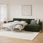 Riley 118_ Velvet Right Storage Sleeper Sectional - Hale Fir Green