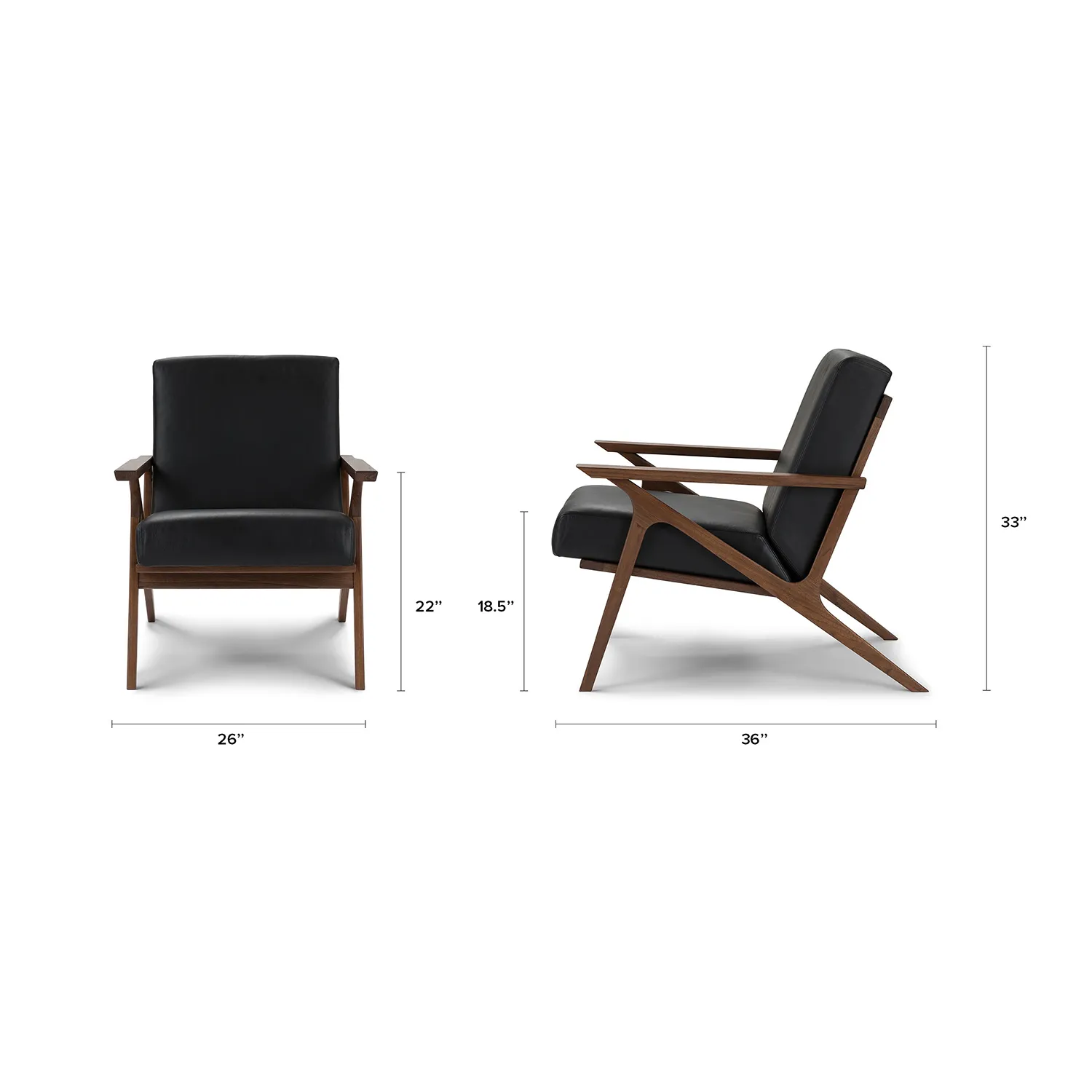 Otio 26_ Leather Lounge Chair - Walnut and Black - Image 2