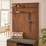 Kouva 47_ Bench and Wall Panel Storage Set - Smoked Oak and Algonquin Green