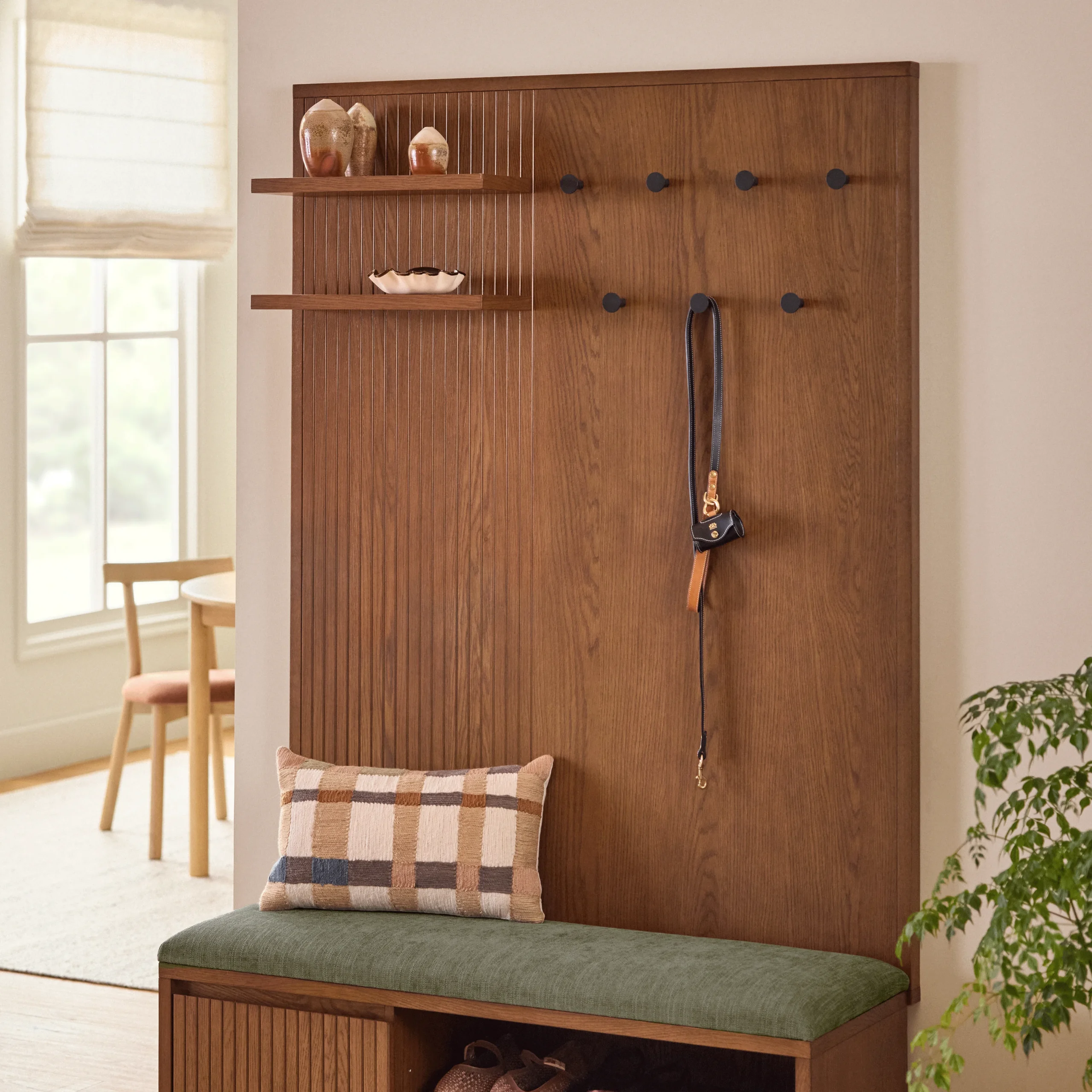 Kouva 47_ Bench and Wall Panel Storage Set - Smoked Oak and Algonquin Green - Image 17