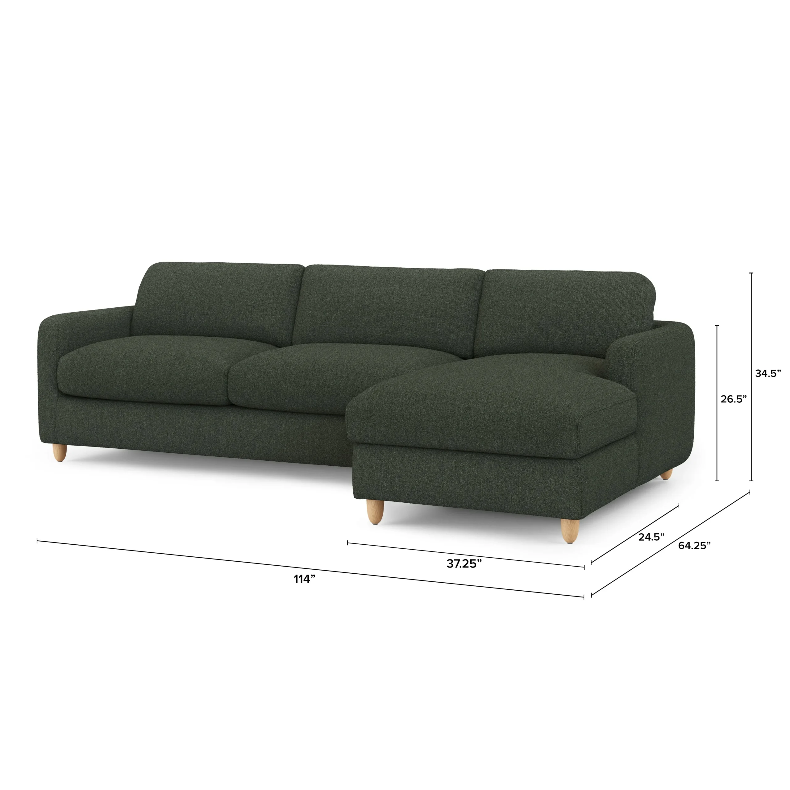 Vati 114_ Right Storage Sleeper Sectional - Natural Oak and Green Wool Bouclé - Image 17