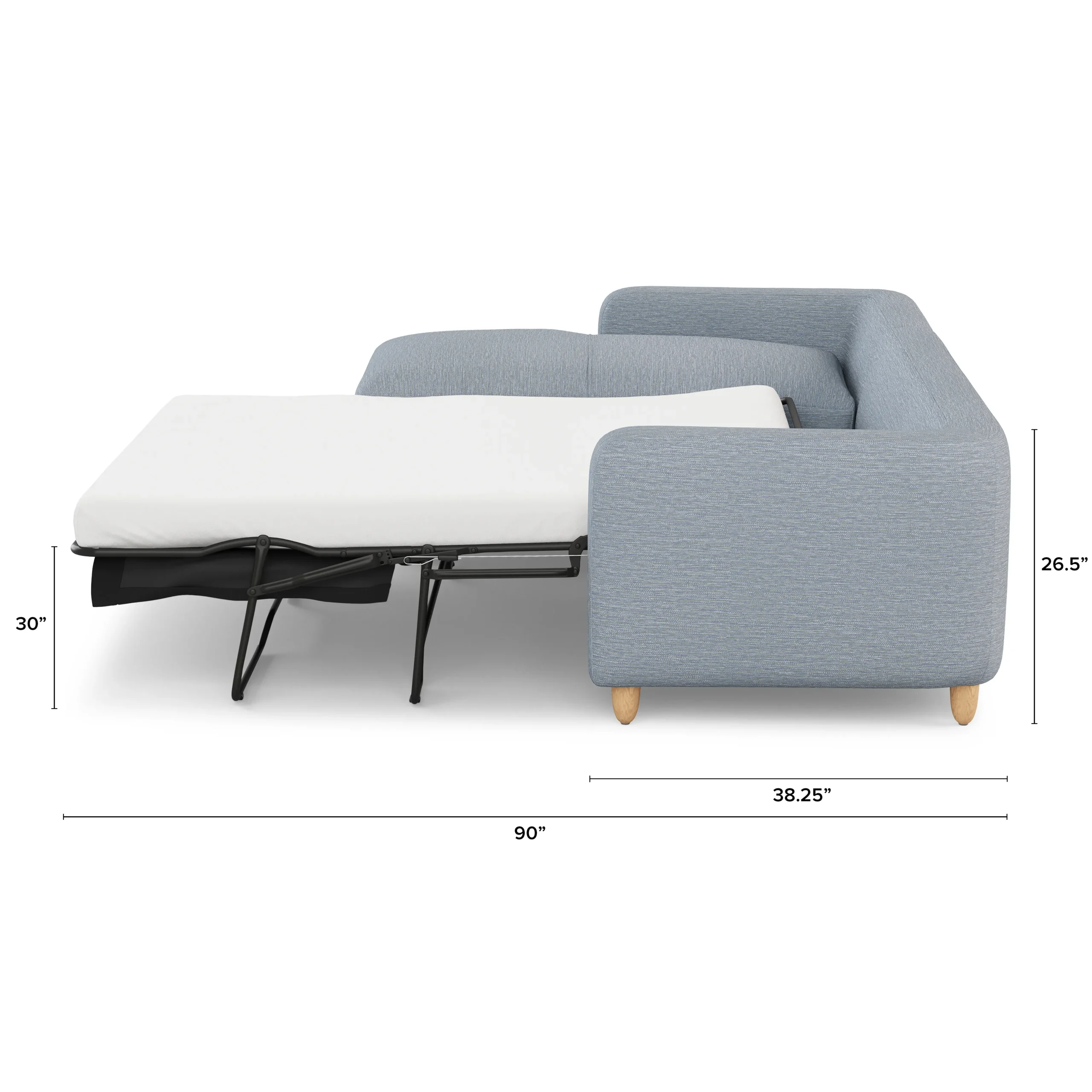 Vati 114_ Left Storage Sleeper Sectional - Natural Oak and Silver Light Blue - Image 17