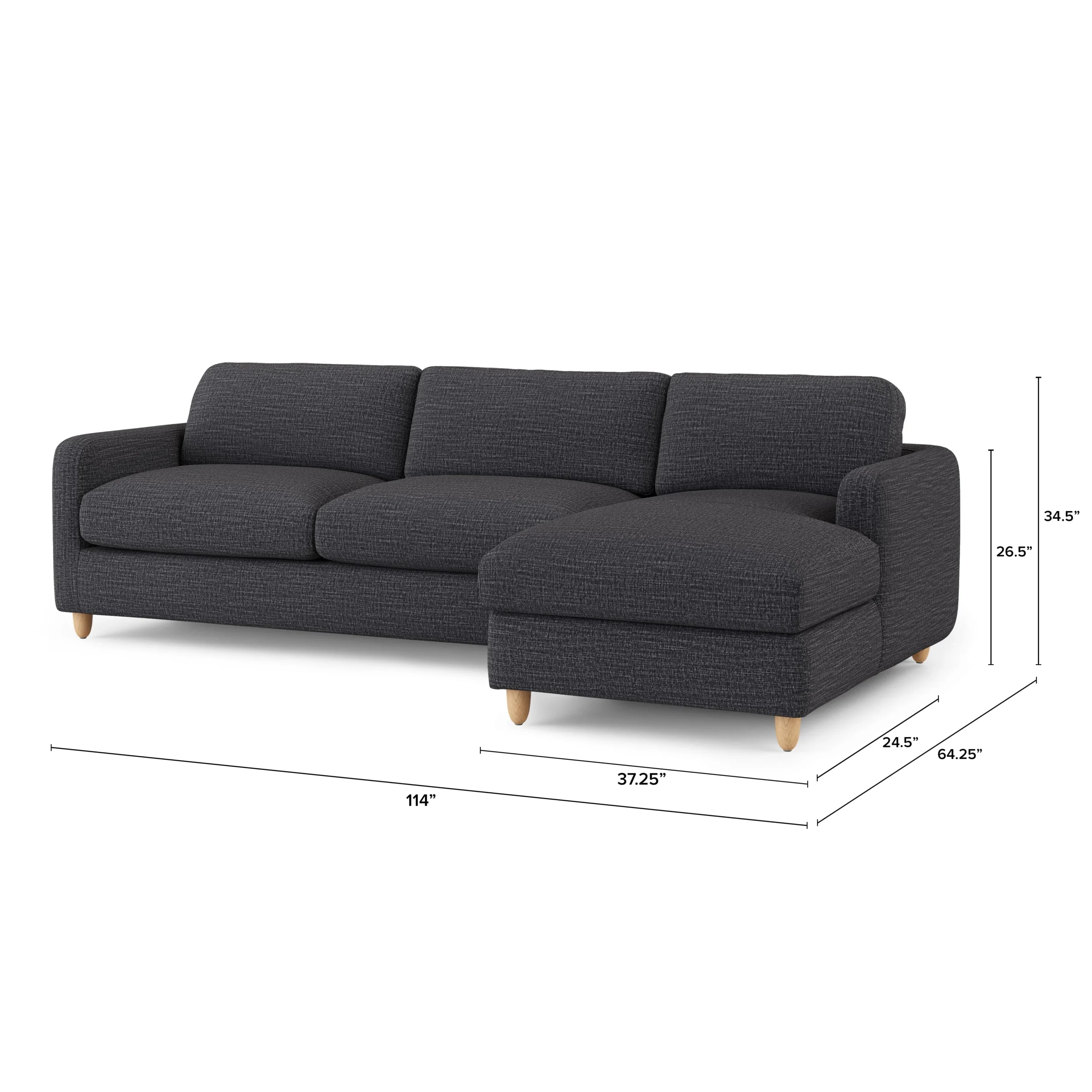 Vati 114_ Right Storage Sleeper Sectional - Natural Oak and Napa Charcoal - Image 17