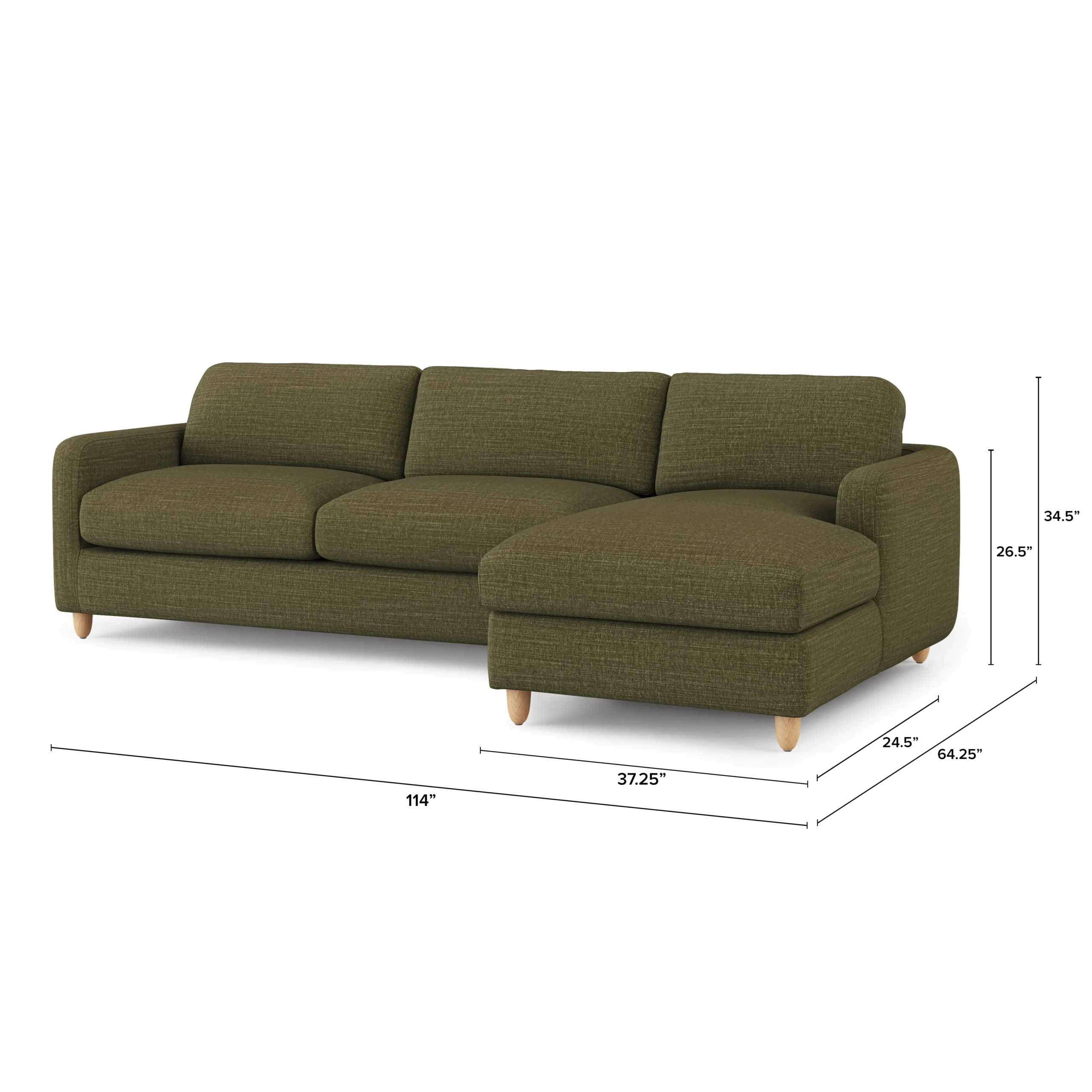 Vati 114_ Right Storage Sleeper Sectional - Natural Oak and Napa Moss - Image 17