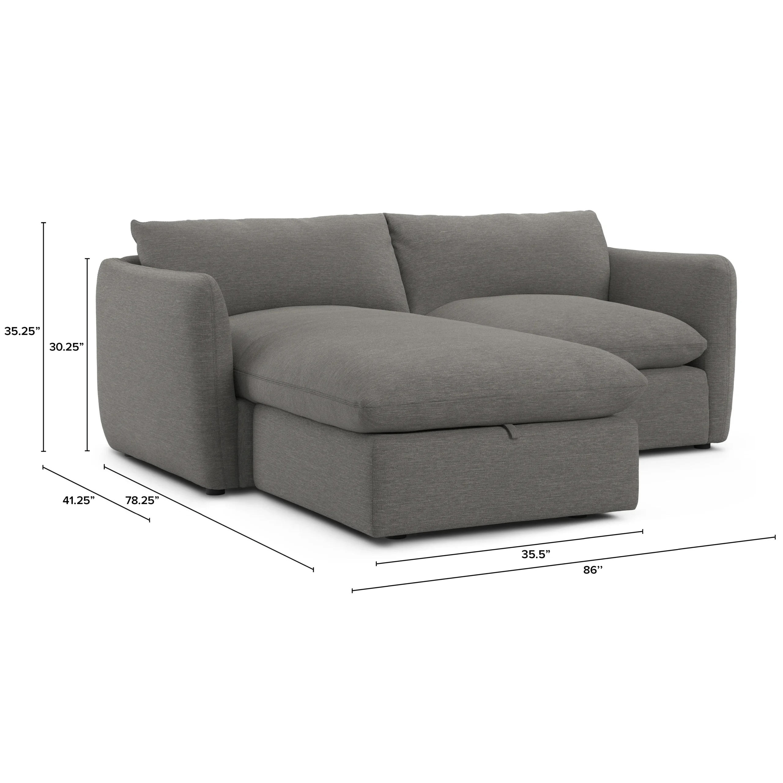 Leigh 86_ Reversible Storage Sleeper Sectional - Silver Gray - Image 17