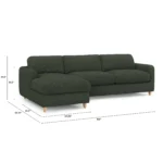 Vati 114_ Left Storage Sleeper Sectional - Natural Oak and Green Wool Bouclé