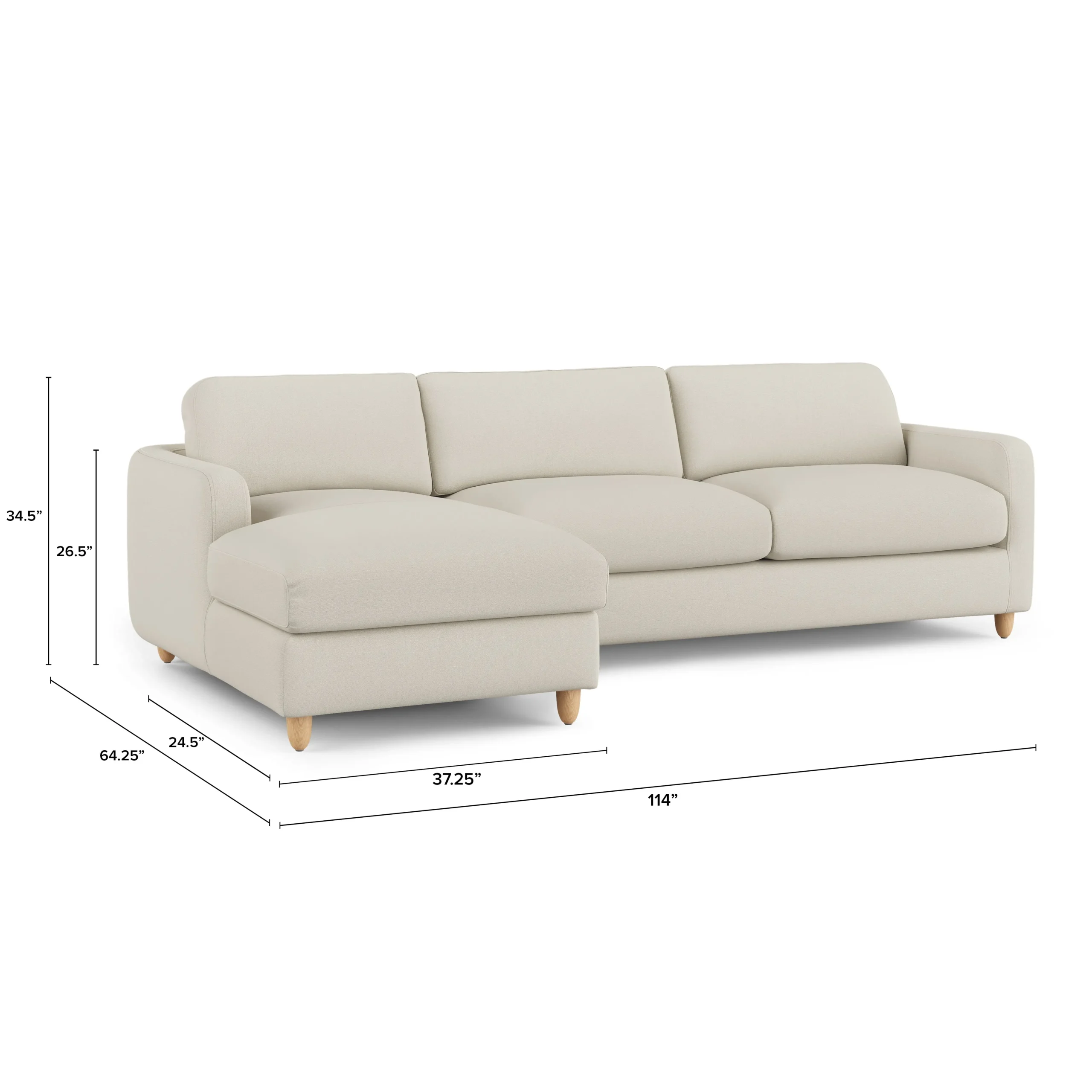 Vati 114_ Left Storage Sleeper Sectional - Natural Oak and Buckler Ivory - Image 17