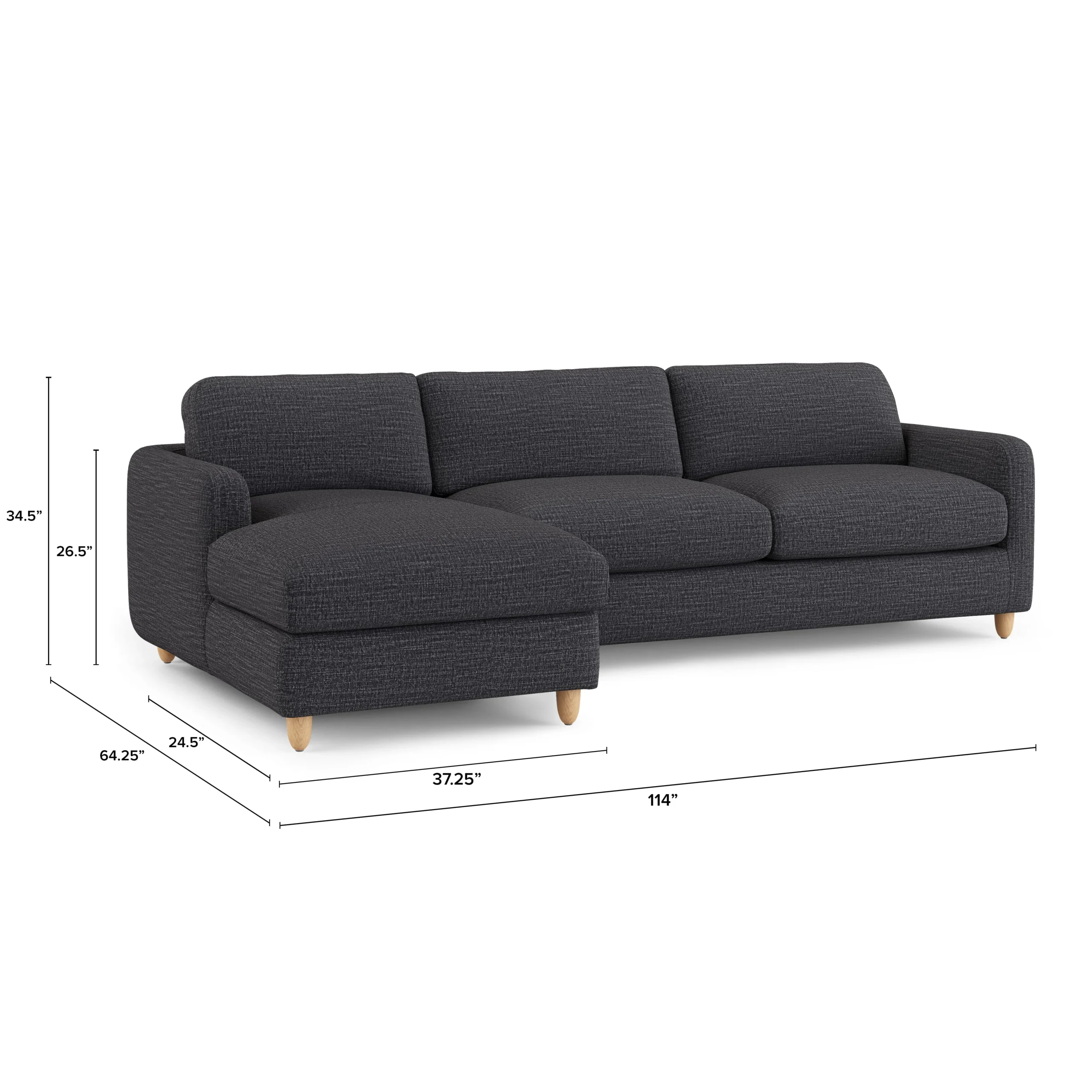 Vati 114_ Left Storage Sleeper Sectional - Natural Oak and Napa Charcoal - Image 17
