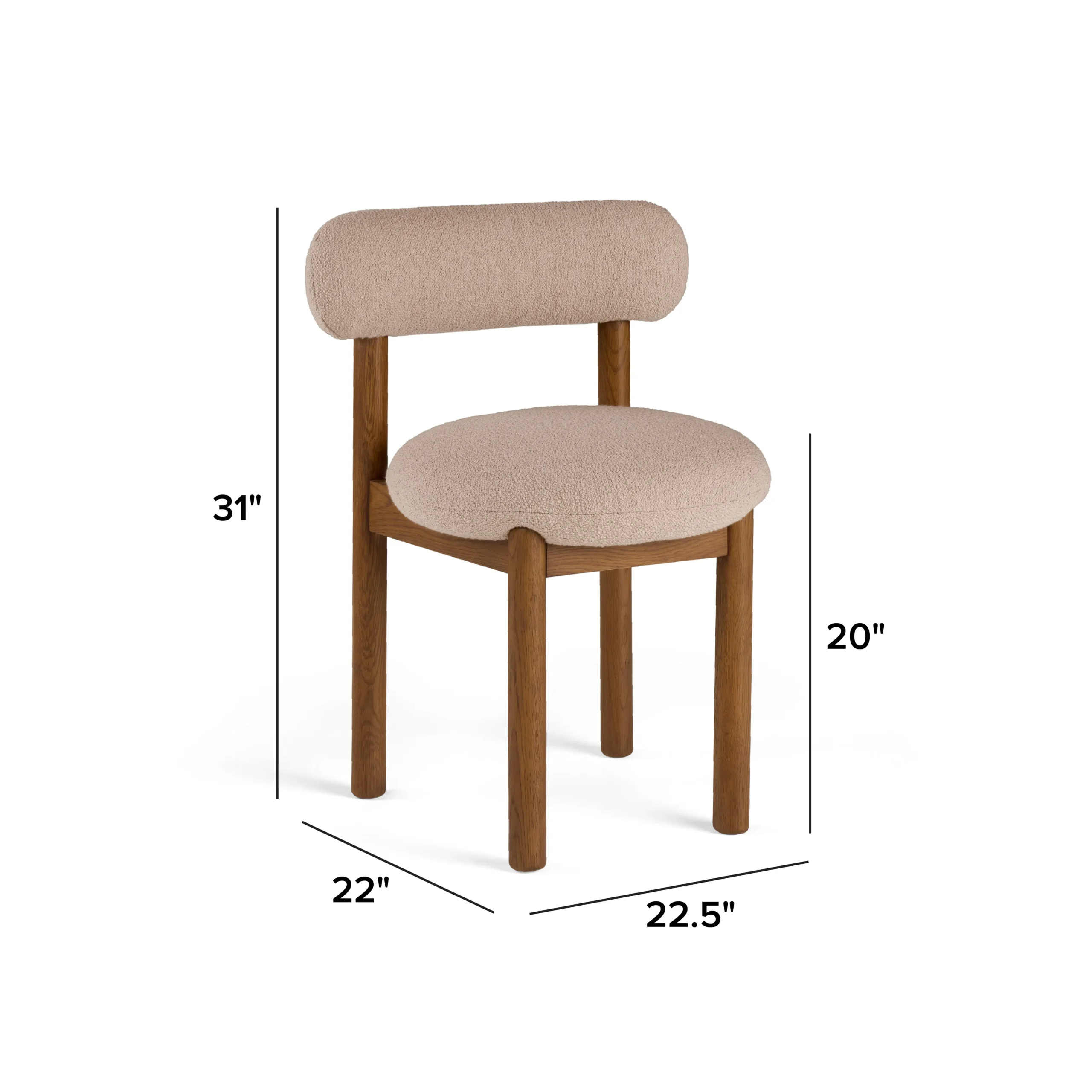 Munk Dining Chair - Smoked Oak and Sandstone Wool Bouclé - Image 17