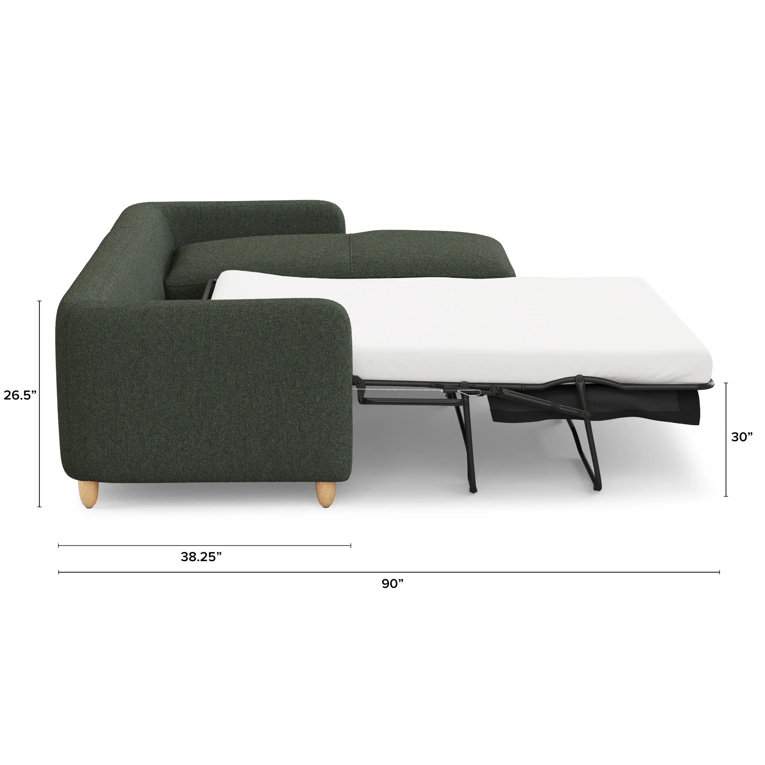 Vati 114_ Right Storage Sleeper Sectional - Natural Oak and Green Wool Bouclé - Image 18