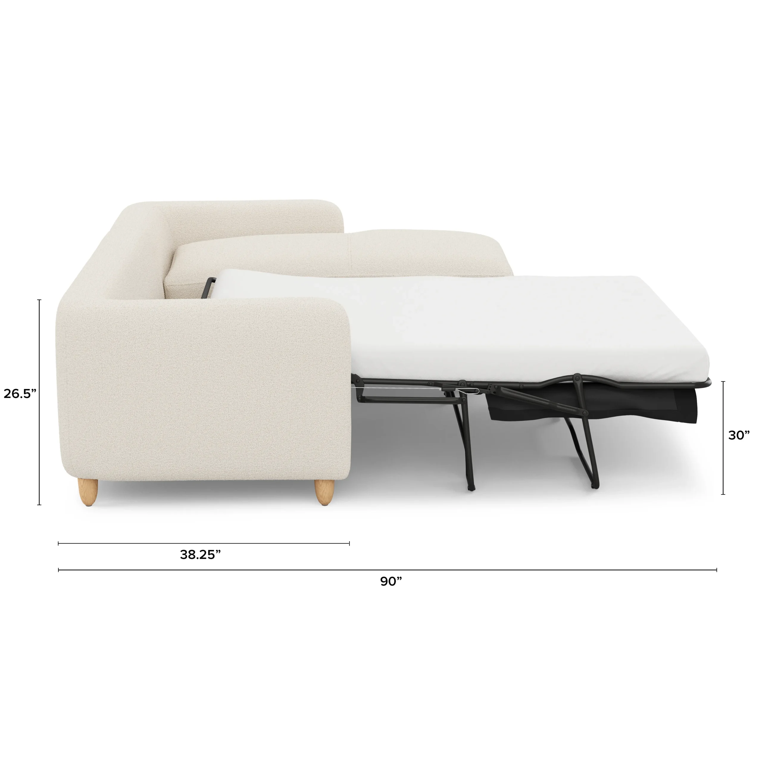 Vati 114_ Right Storage Sleeper Sectional - Natural Oak and Ivory Wool Bouclé - Image 18