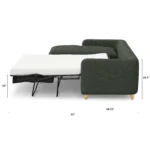 Vati 114_ Left Storage Sleeper Sectional - Natural Oak and Green Wool Bouclé