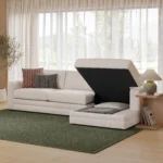 Riley 118_ Right Storage Sleeper Sectional - Napa White