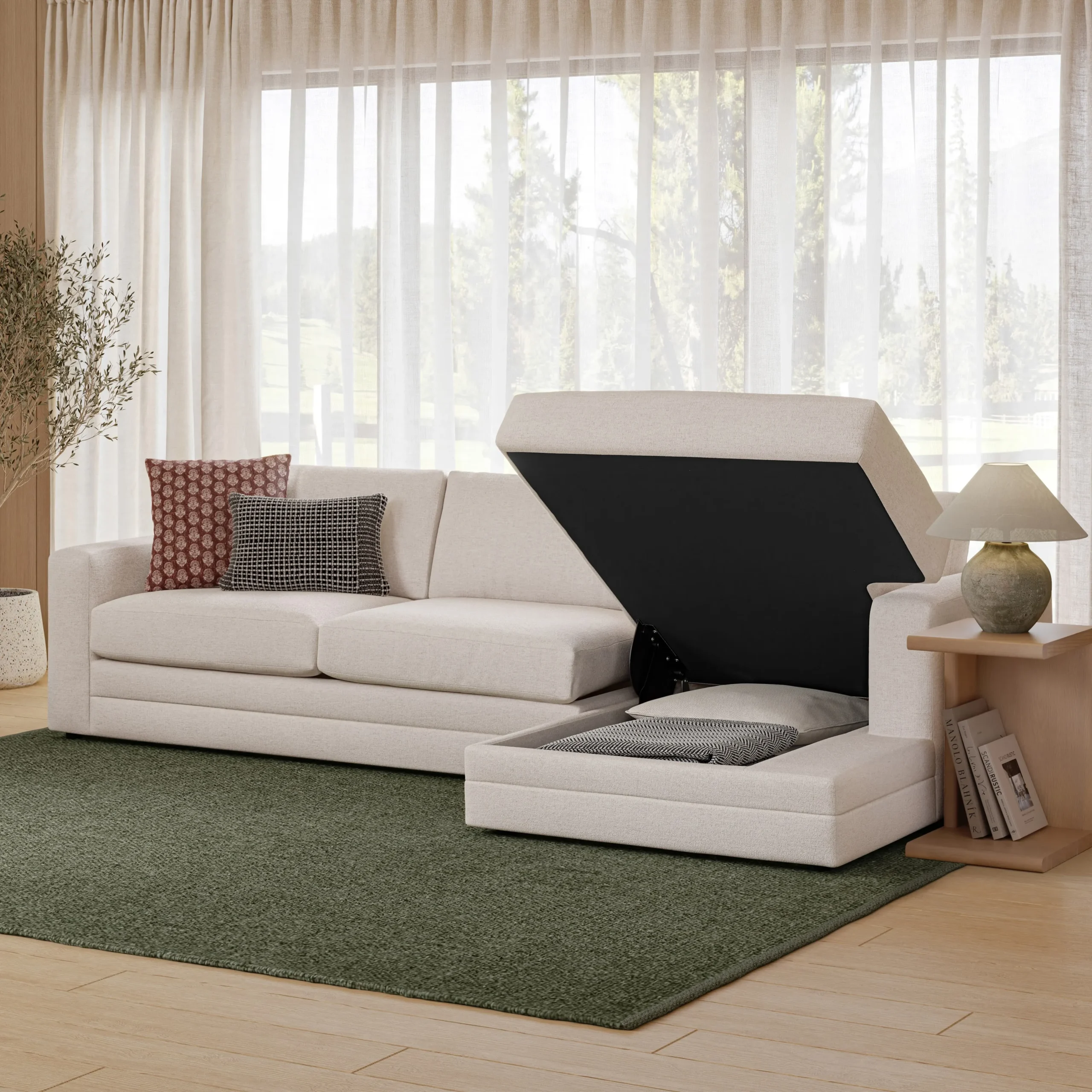 Riley 118_ Right Storage Sleeper Sectional - Napa White - Image 15