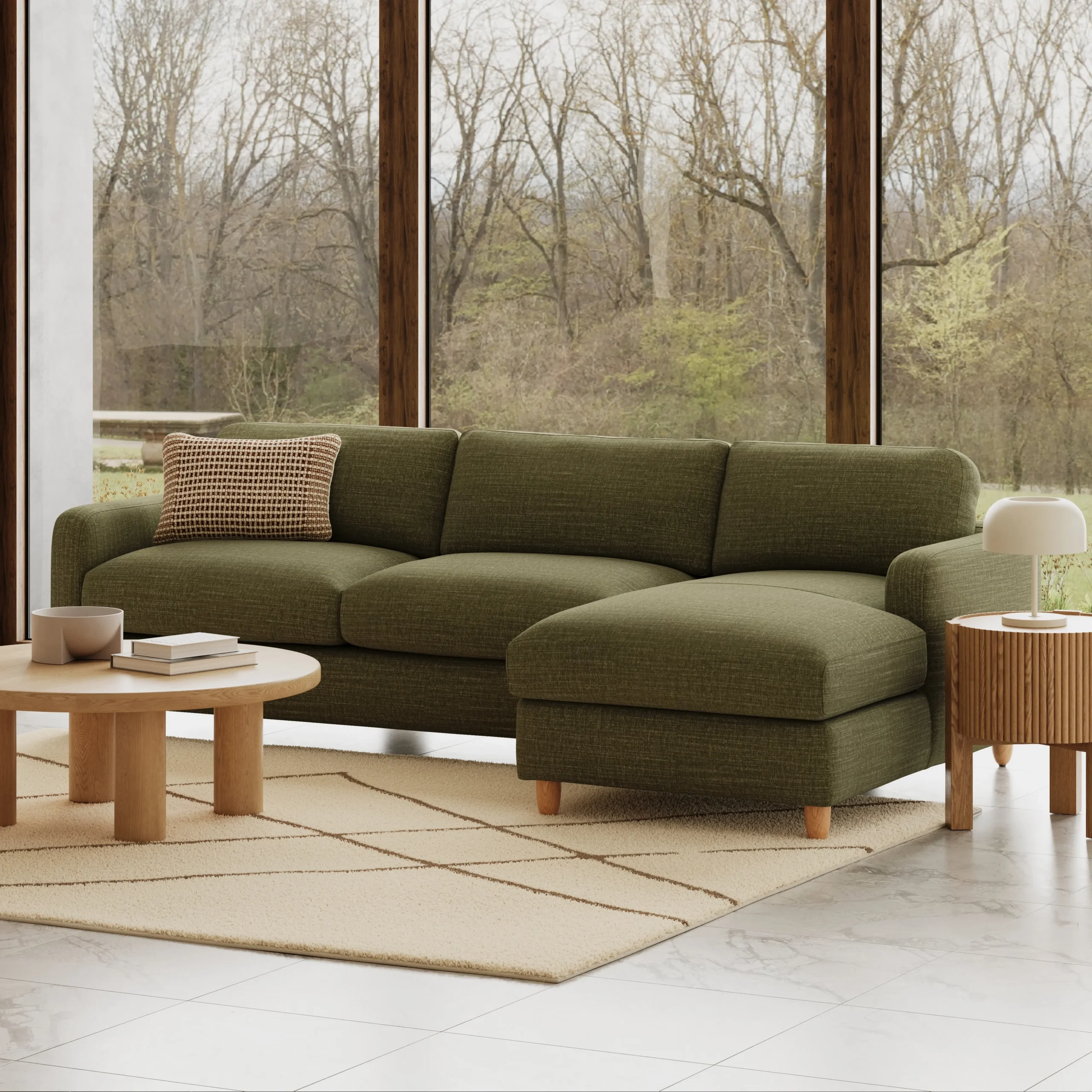 Vati 114_ Right Storage Sleeper Sectional - Natural Oak and Napa Moss - Image 20