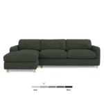 Vati 114_ Left Storage Sleeper Sectional - Natural Oak and Green Wool Bouclé