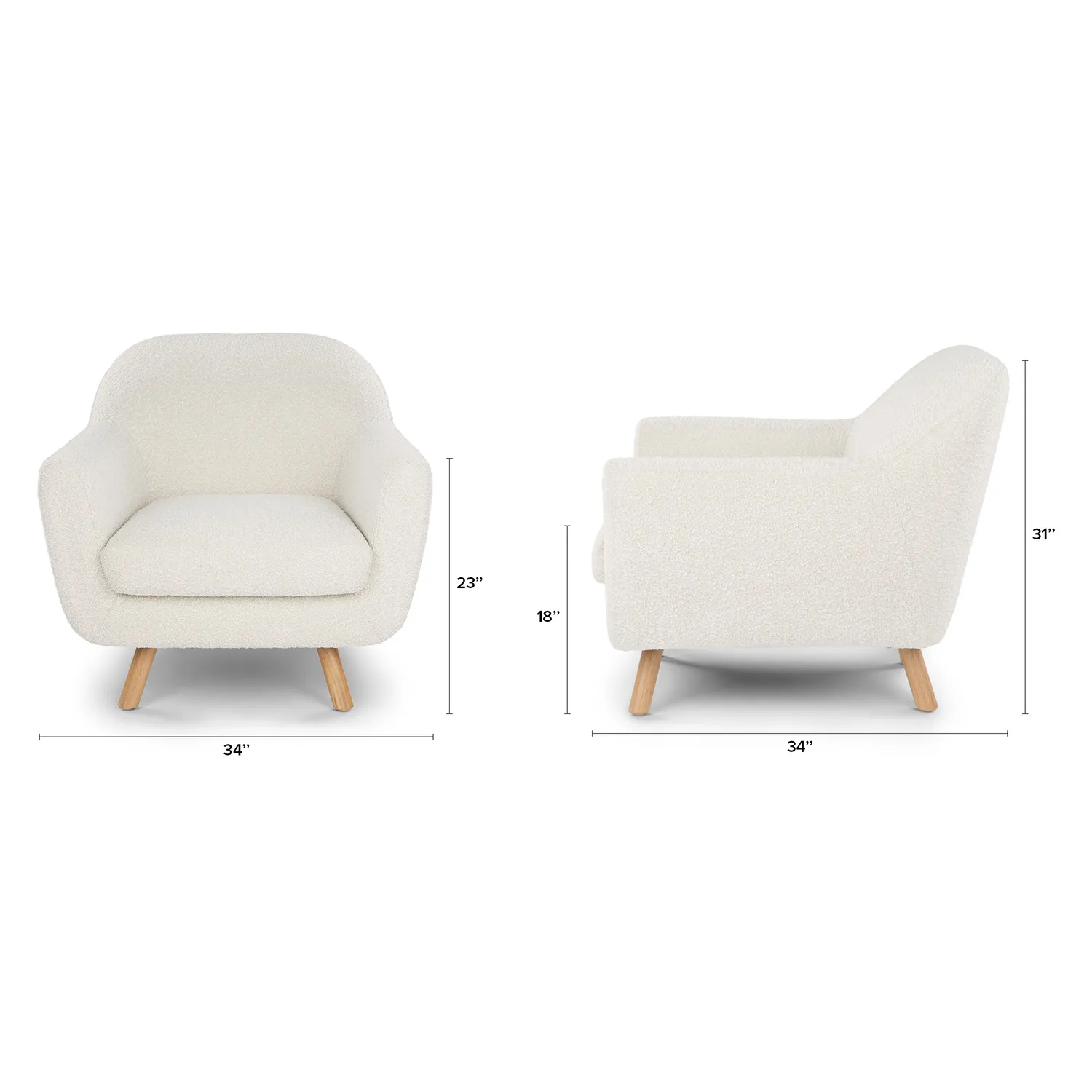 Gabriola 34_ Lounge Chair - Ivory Bouclé - Image 2