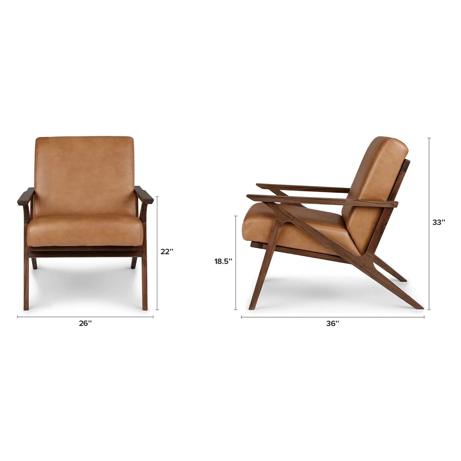 Otio 26_ Leather Lounge Chair - Walnut and Toscana Tan - Image 2