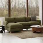 Vati 114_ Left Storage Sleeper Sectional - Natural Oak and Napa Moss