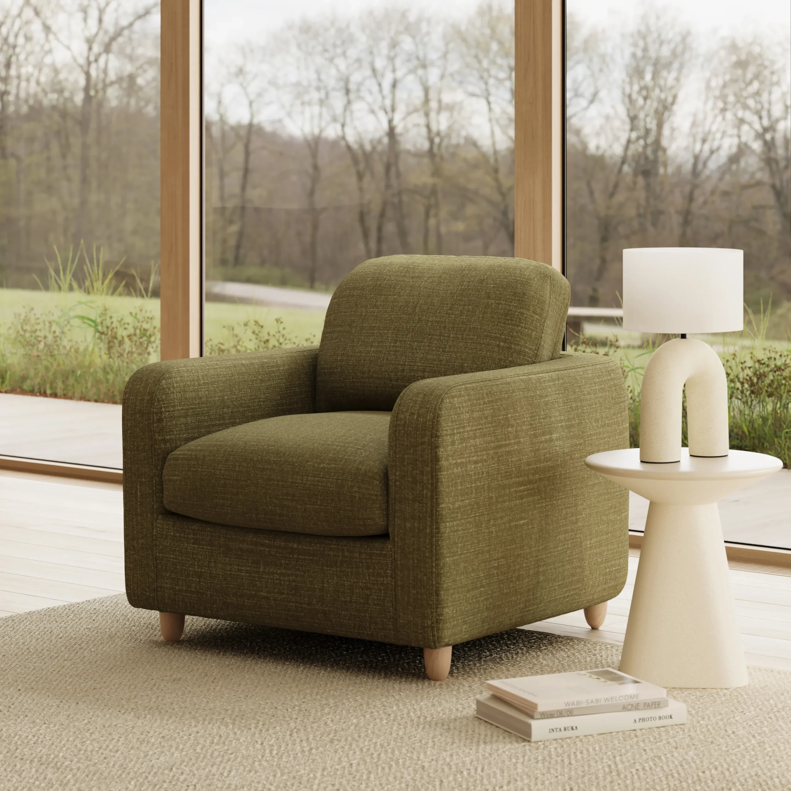 Vati 37_ Lounge Chair - Natural Oak and Napa Moss