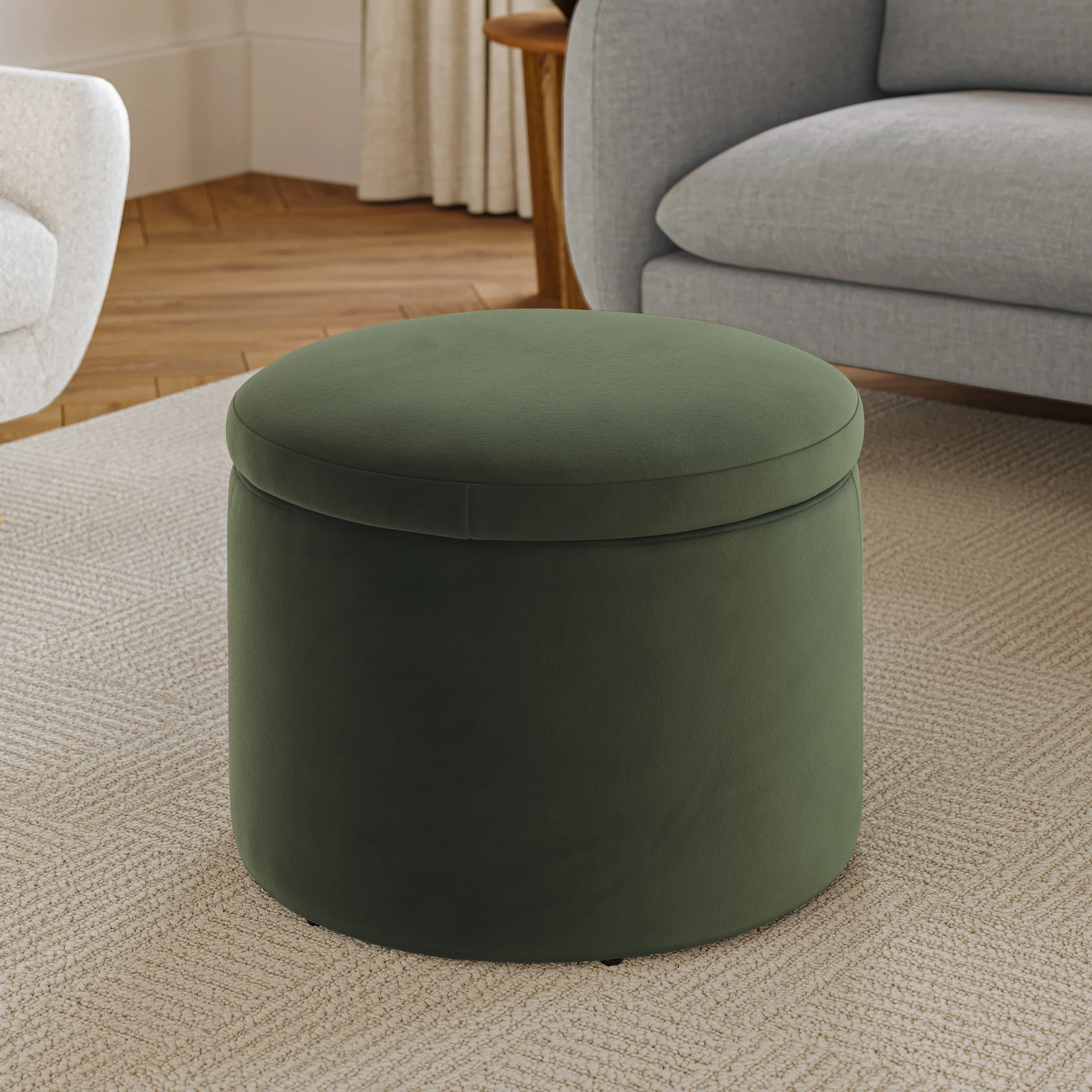 Benson 23.5_ Velvet Storage Ottoman - Hale Fir Green - Image 13