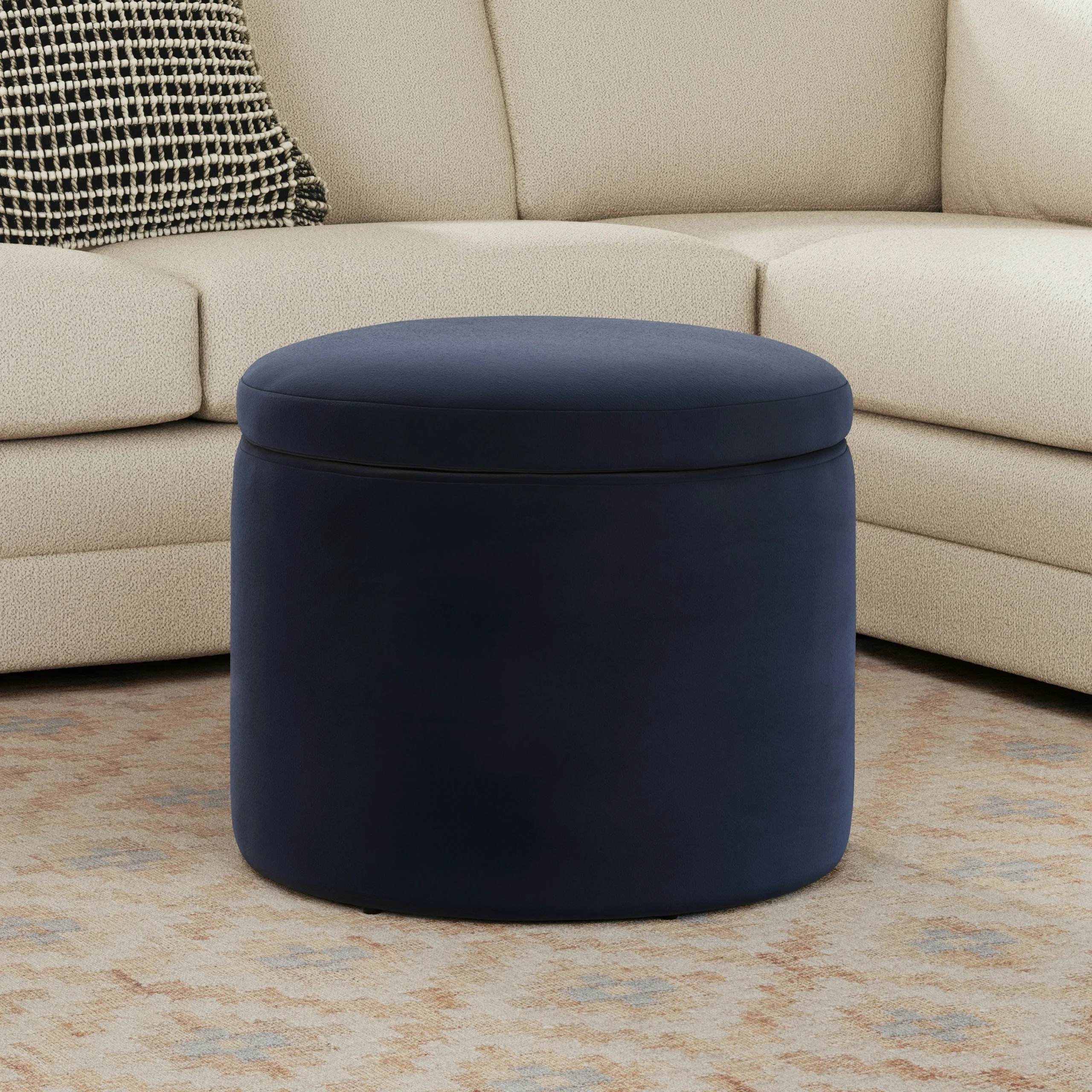 Benson 23.5_ Velvet Storage Ottoman - Hale Ink - Image 14