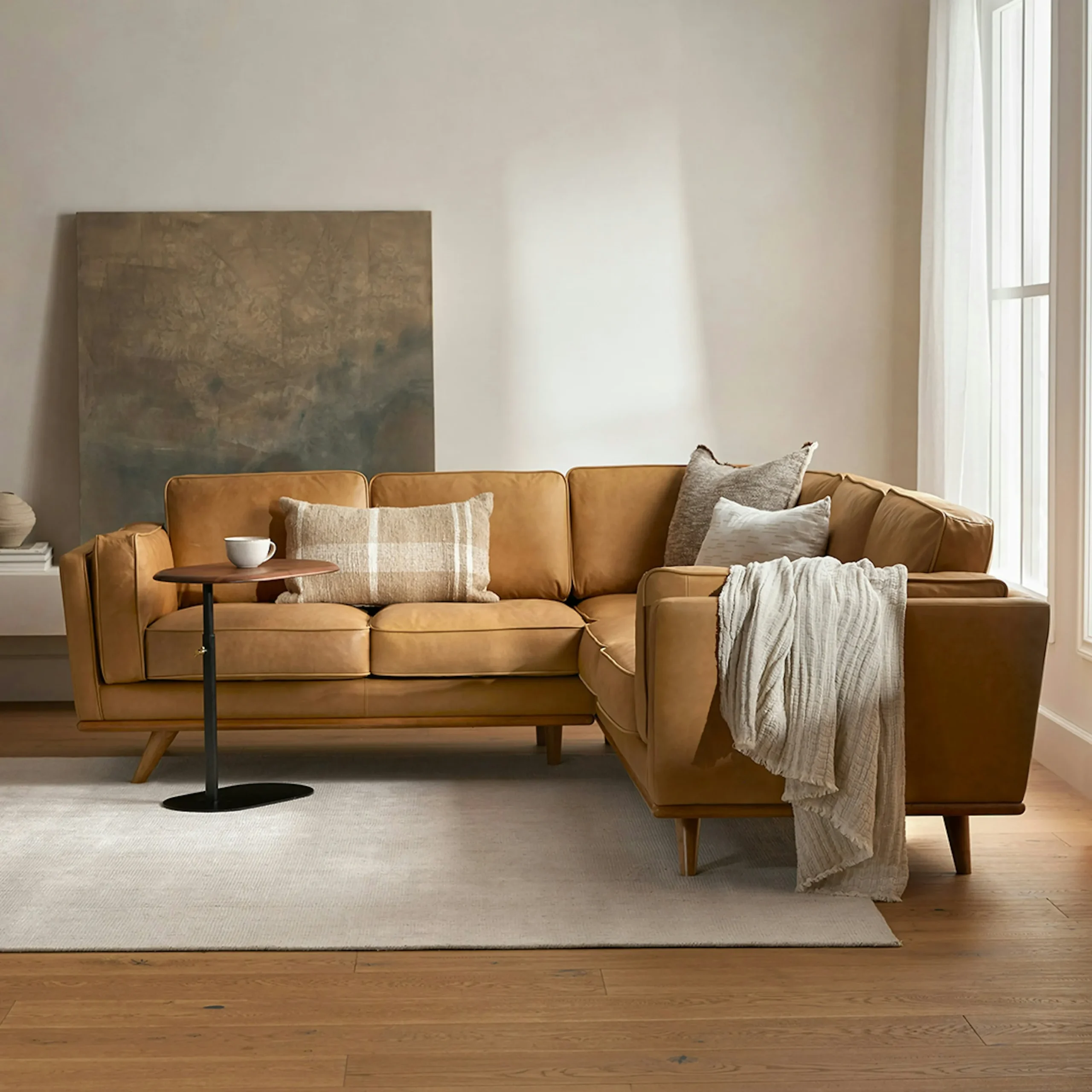 Timber 93_ Leather Corner Sectional - Charme Tan - Image 2
