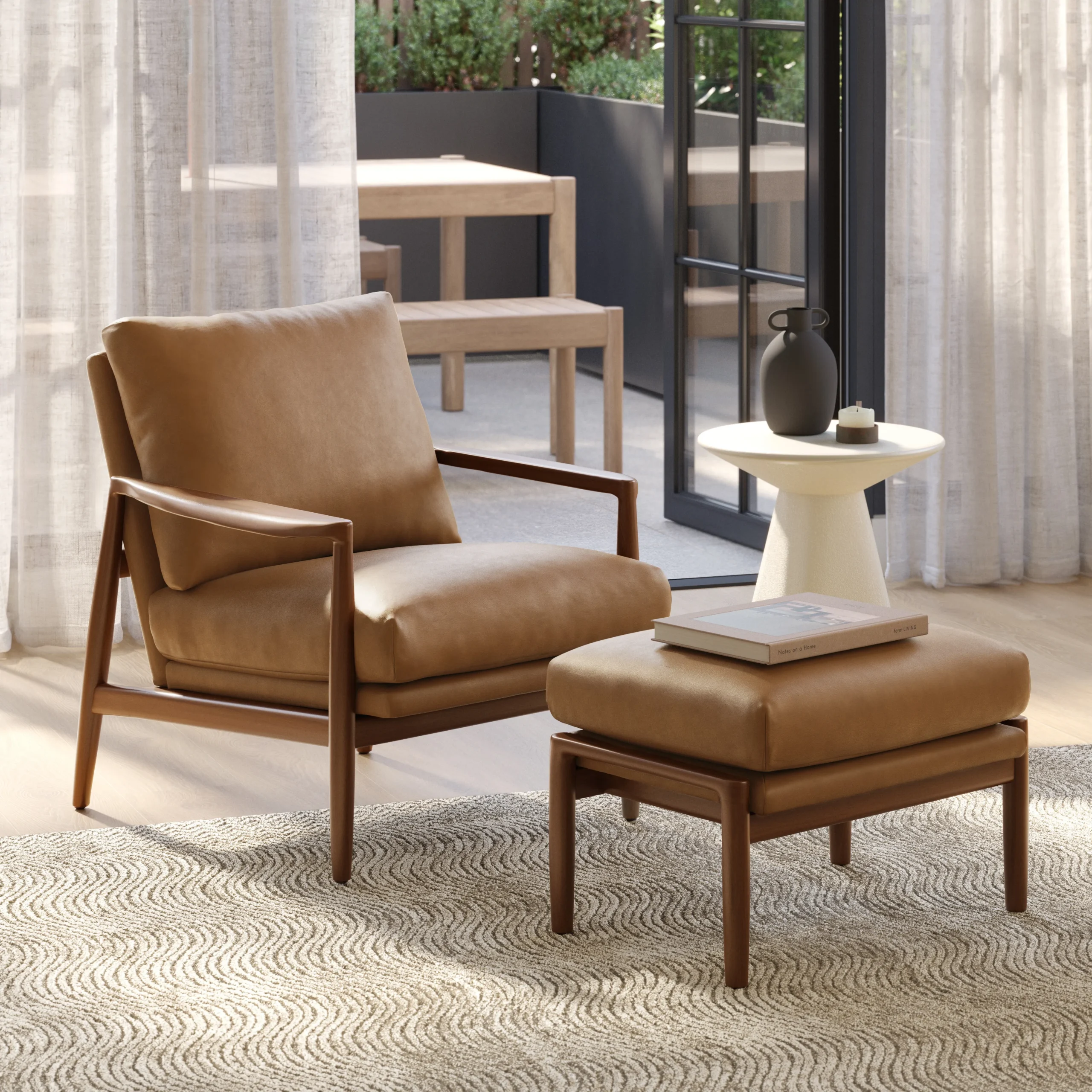 Bavel 26_ Leather Lounge Set - Walnut and Charme Tan - Image 19