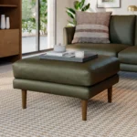 Burrard 29_ Leather Ottoman - Charme Green