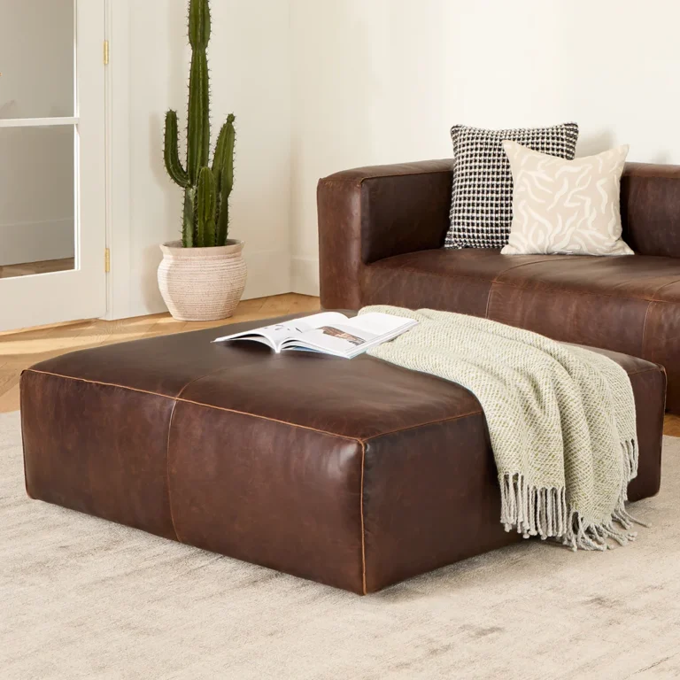Cigar 47_ Leather Ottoman - Indiana Brown