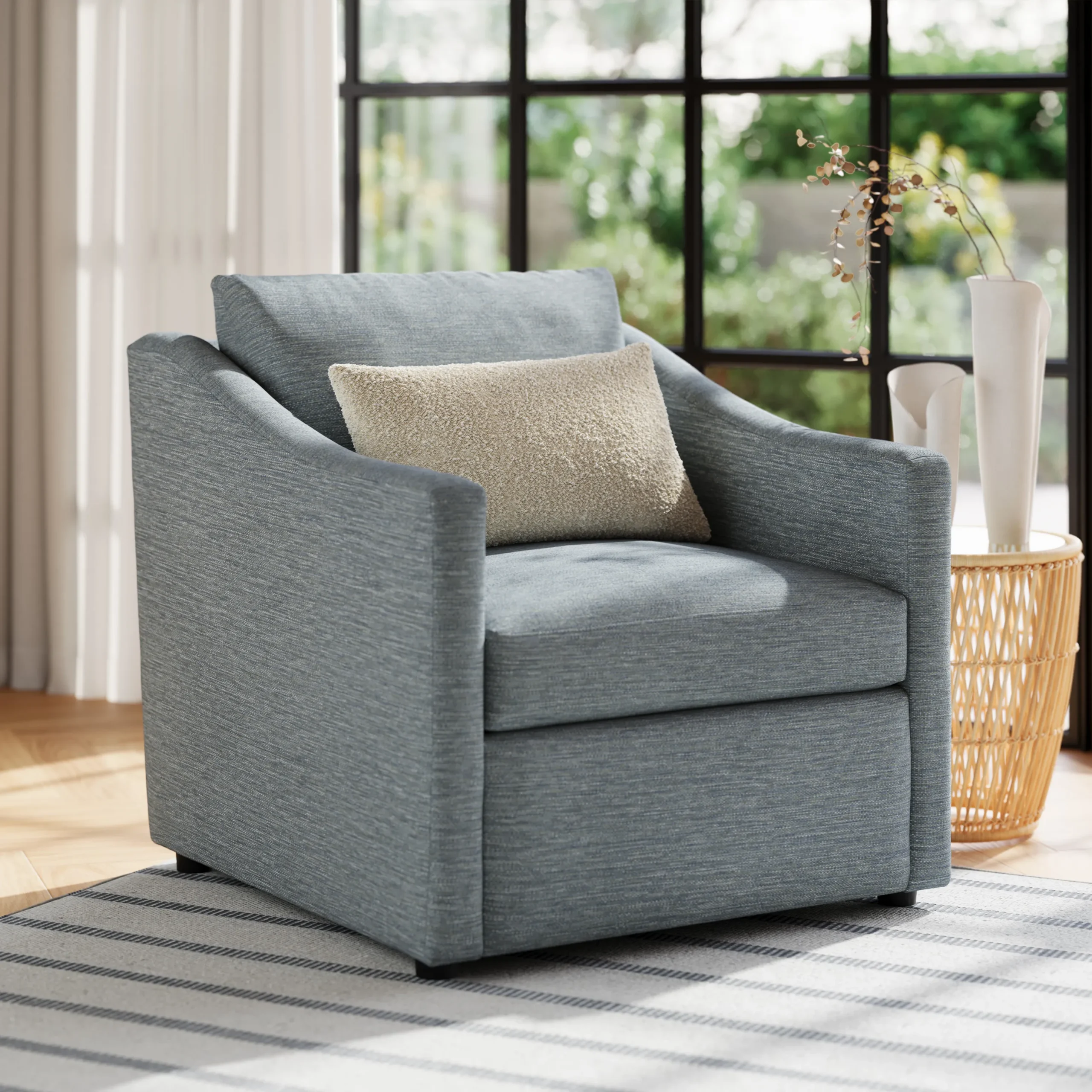 Landry 32.25_ Lounge Chair - Silver Light Blue