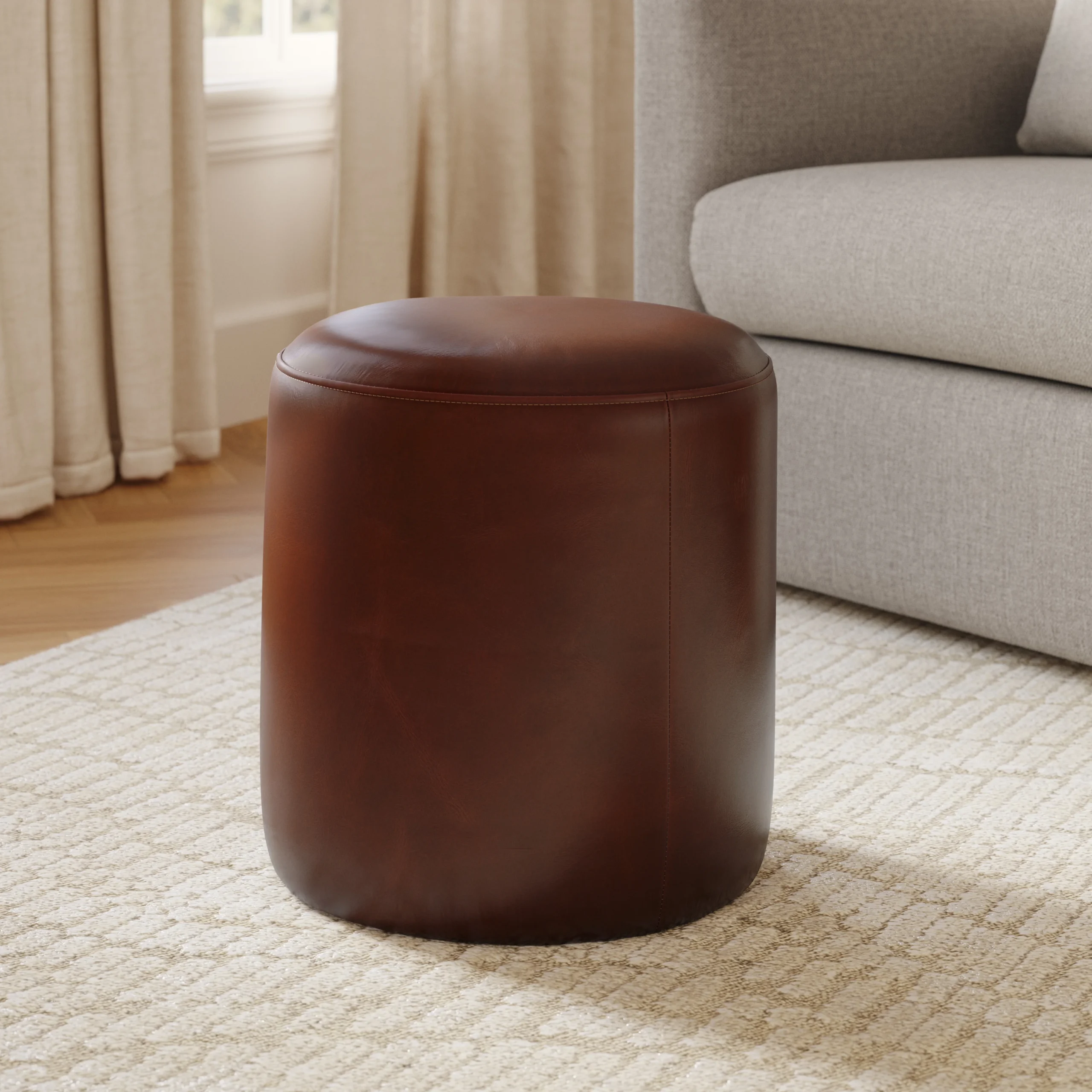 Cilo 16_ Leather Ottoman - Indiana Brown