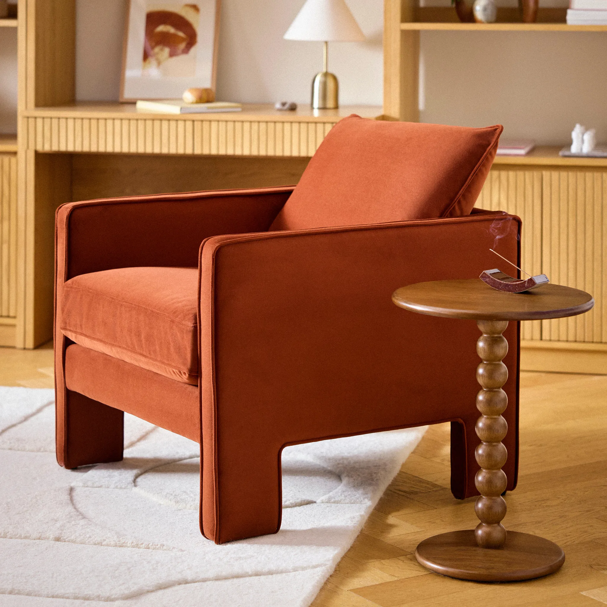 Oren 29.5_ Velvet Lounge Chair - Hale Rust