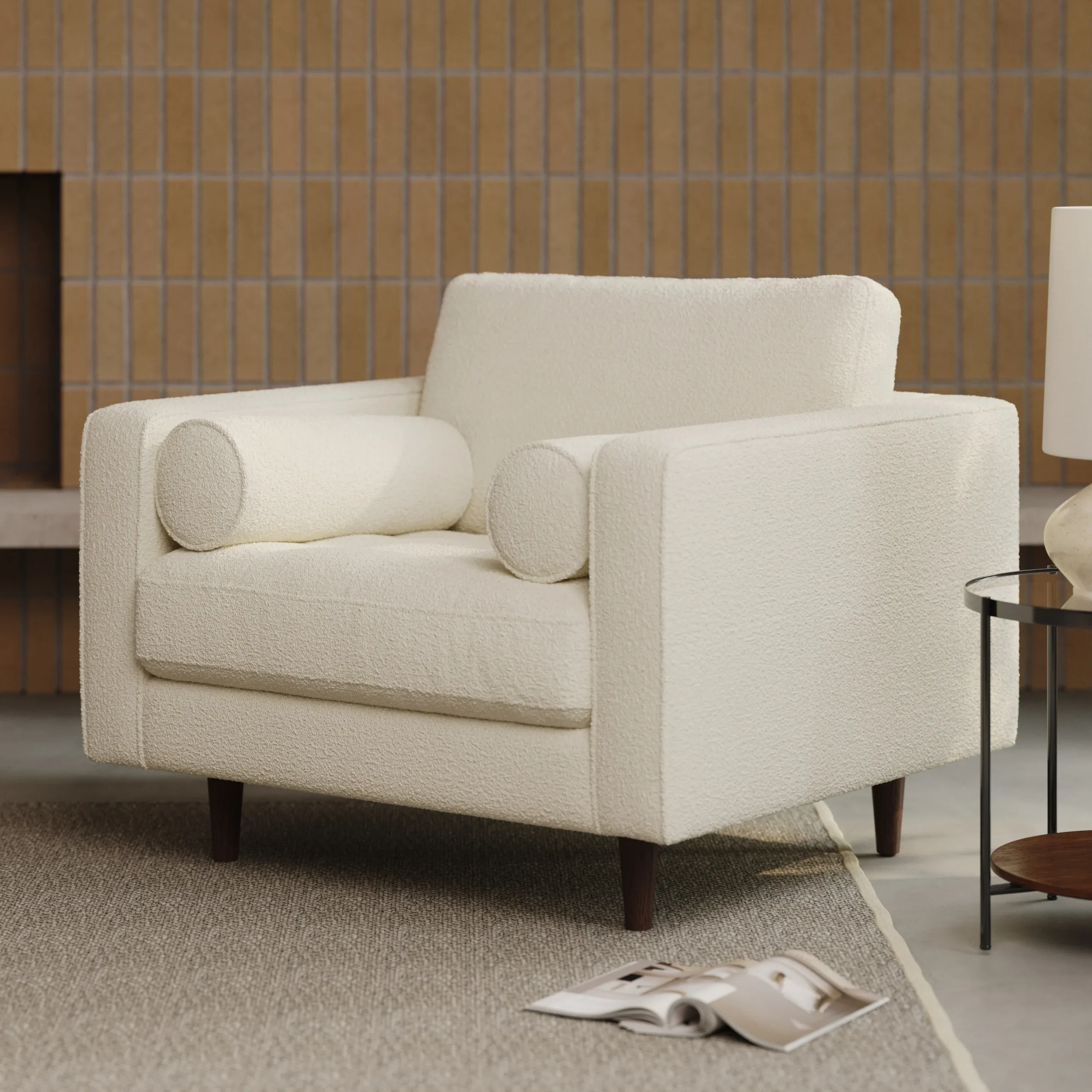 Sven 42_ Tufted Lounge Chair - Ivory Wool Bouclé