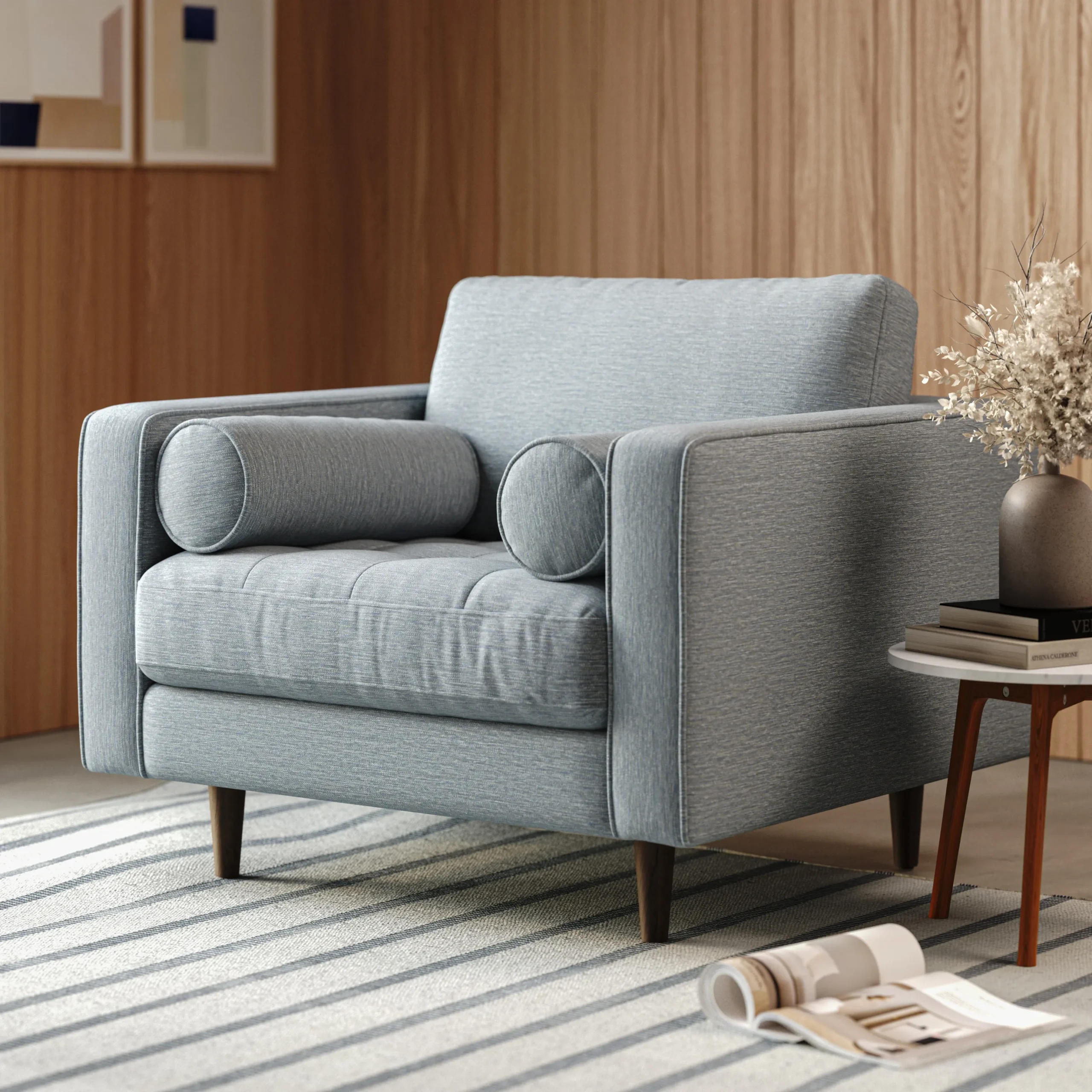 Sven 42_ Tufted Lounge Chair - Silver Light Blue