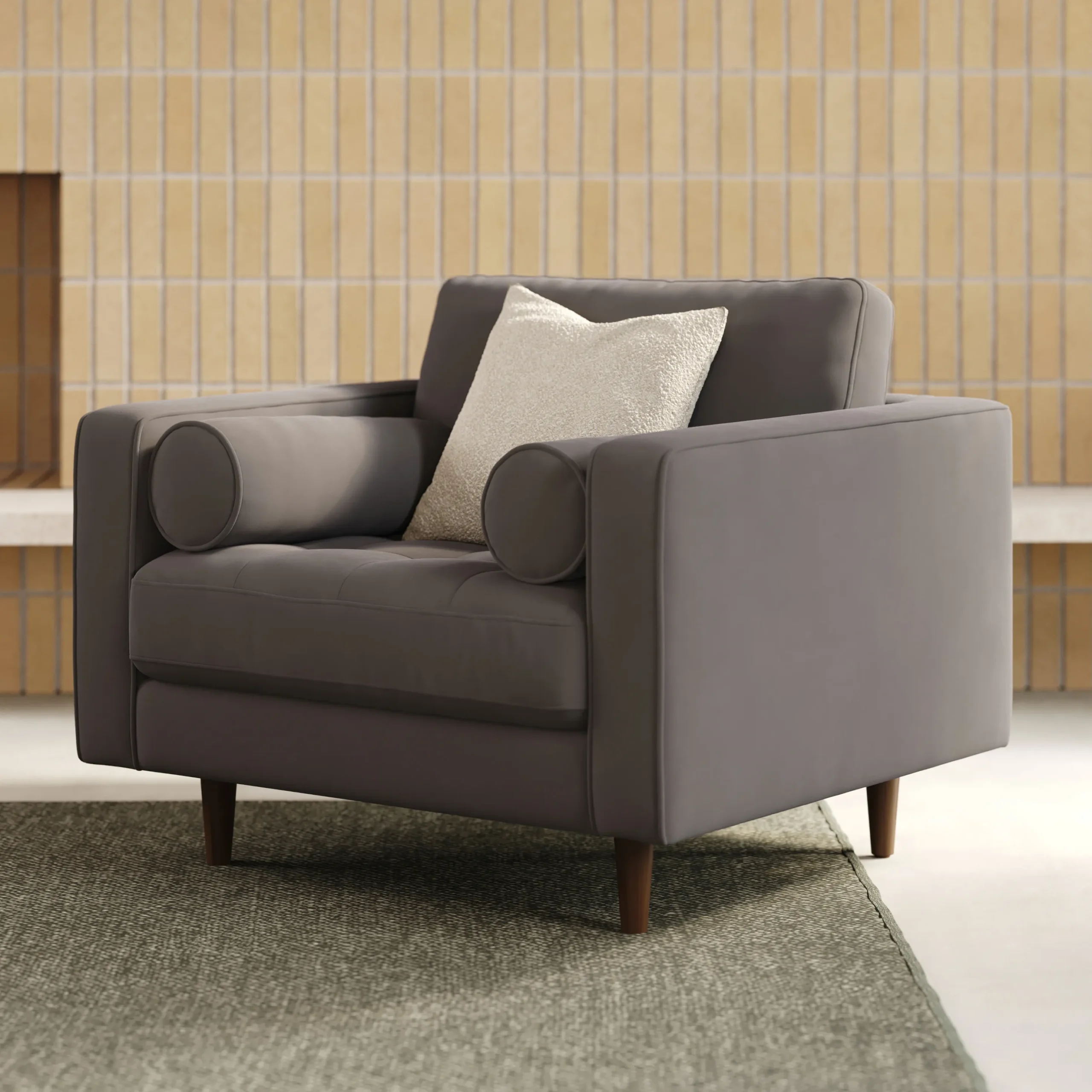 Sven 42_ Tufted Velvet Lounge Chair - Hale Warm Gray