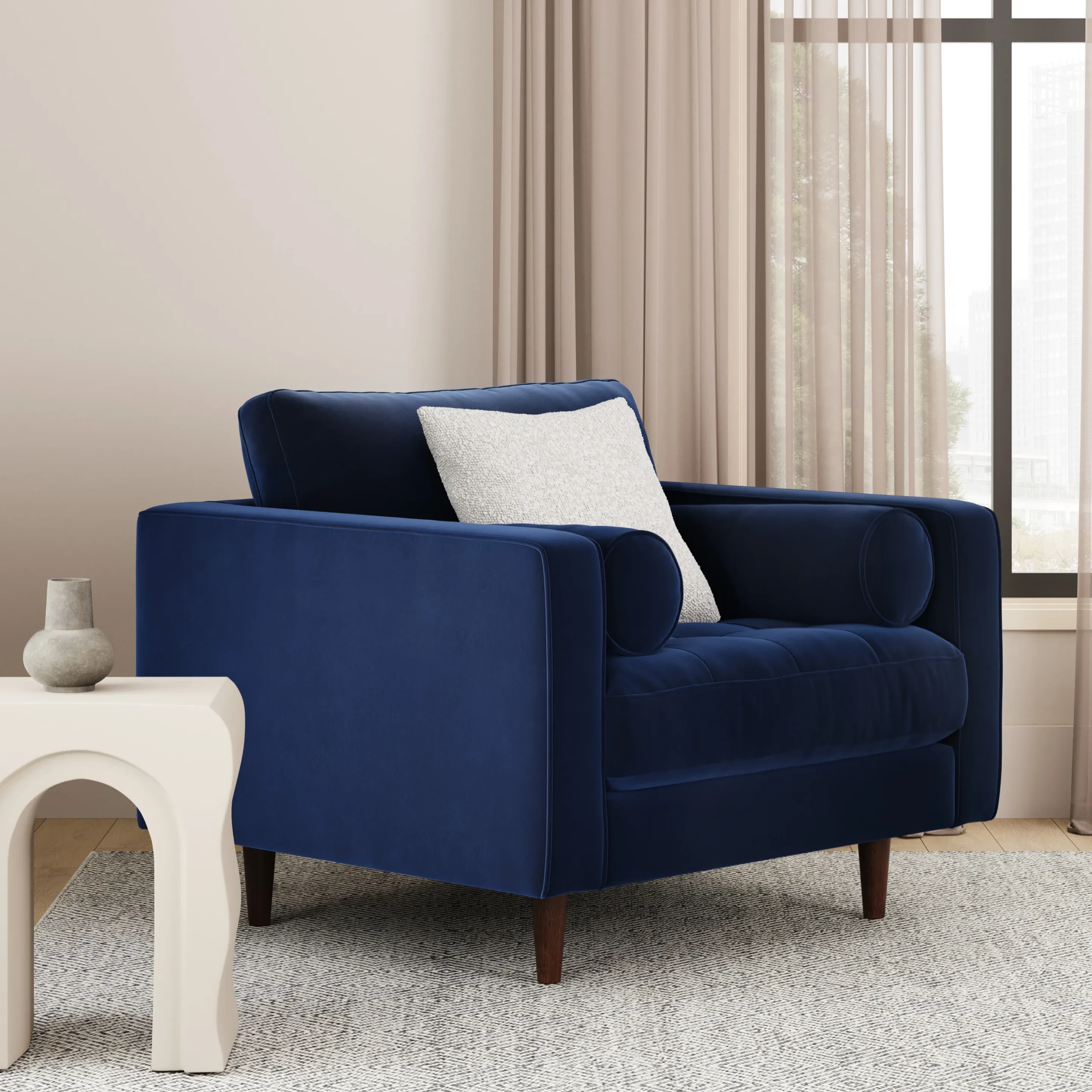 Sven 42_ Tufted Velvet Lounge Chair - Plush Cascadia Blue